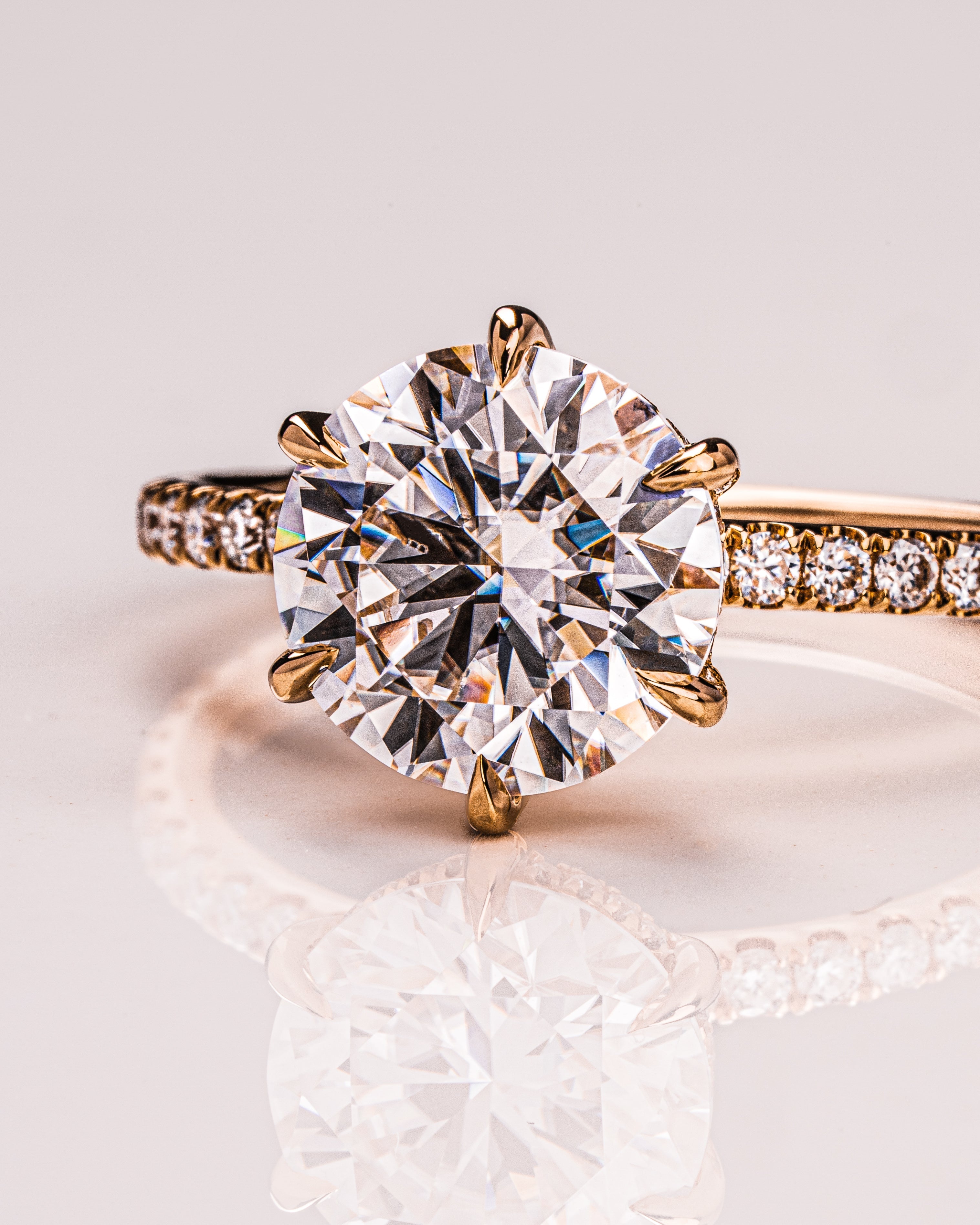 1.75 CT-3.75 CT Round F/VS1 CVD Diamond Hidden Halo Pave Setting Engagement Ring - Camila Brown