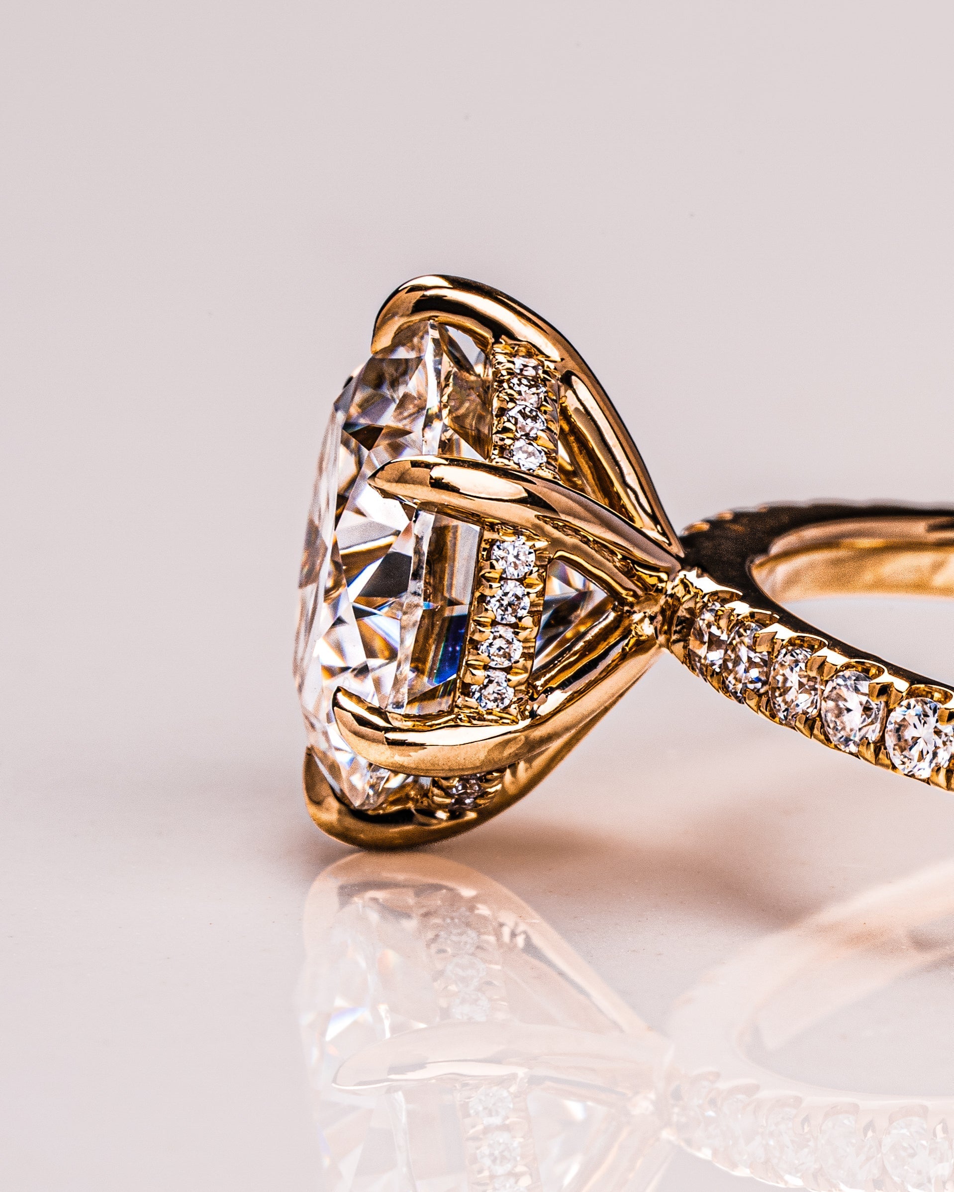 1.75 CT-3.75 CT Round F/VS1 CVD Diamond Hidden Halo Pave Setting Engagement Ring - Camila Brown