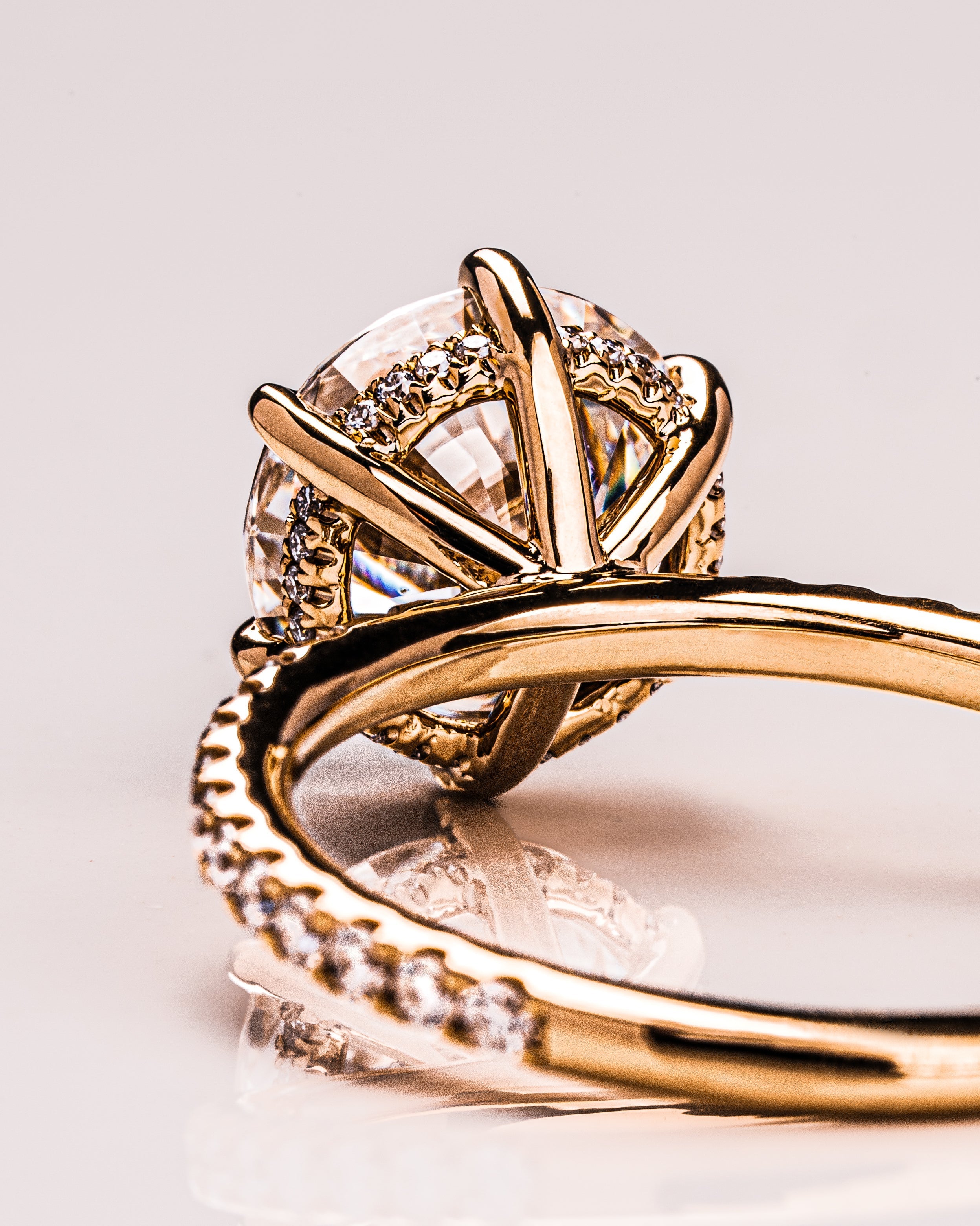 1.75 CT-3.75 CT Round F/VS1 CVD Diamond Hidden Halo Pave Setting Engagement Ring - Camila Brown