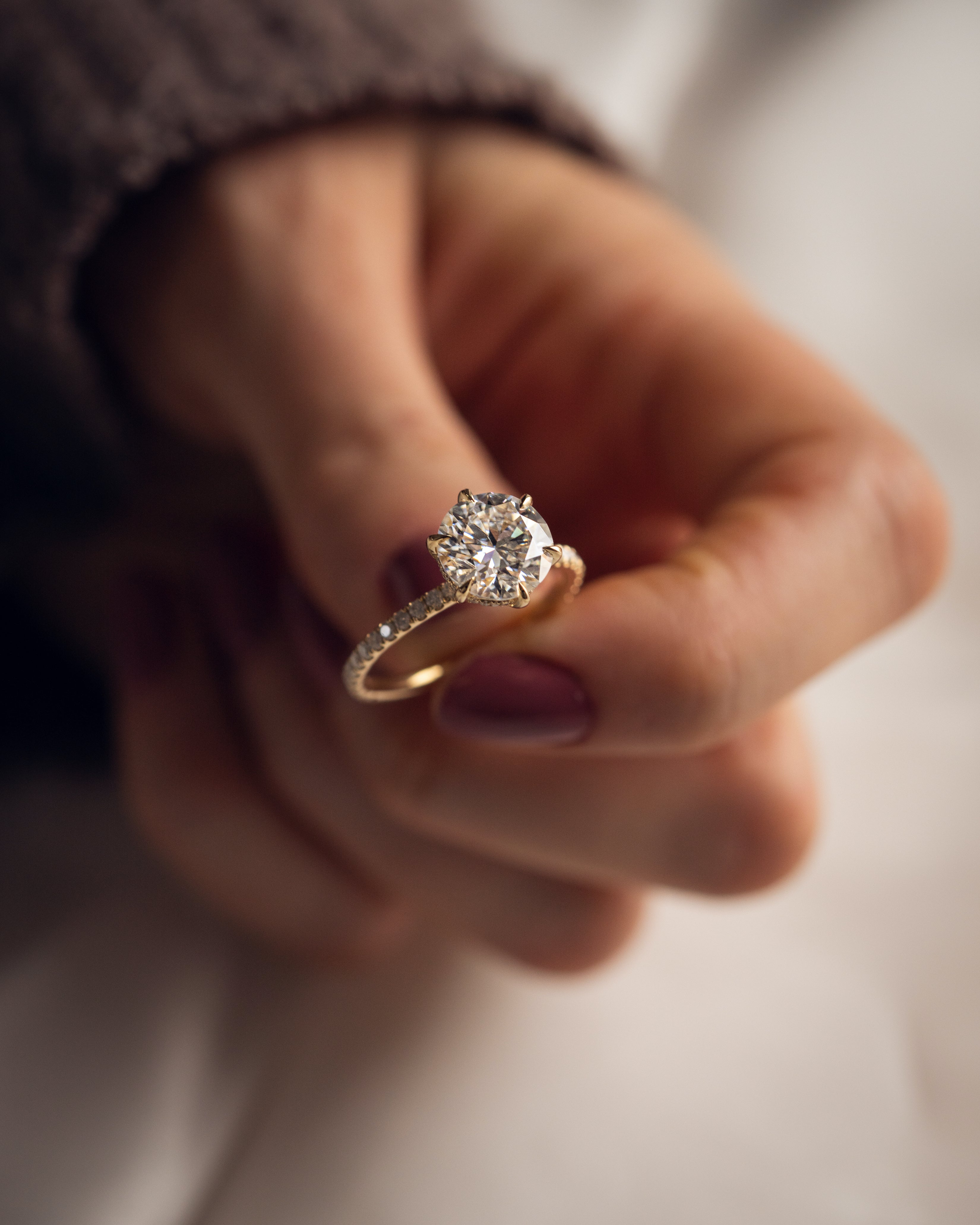 1.75 CT-3.75 CT Round F/VS1 CVD Diamond Hidden Halo Pave Setting Engagement Ring - Camila Brown