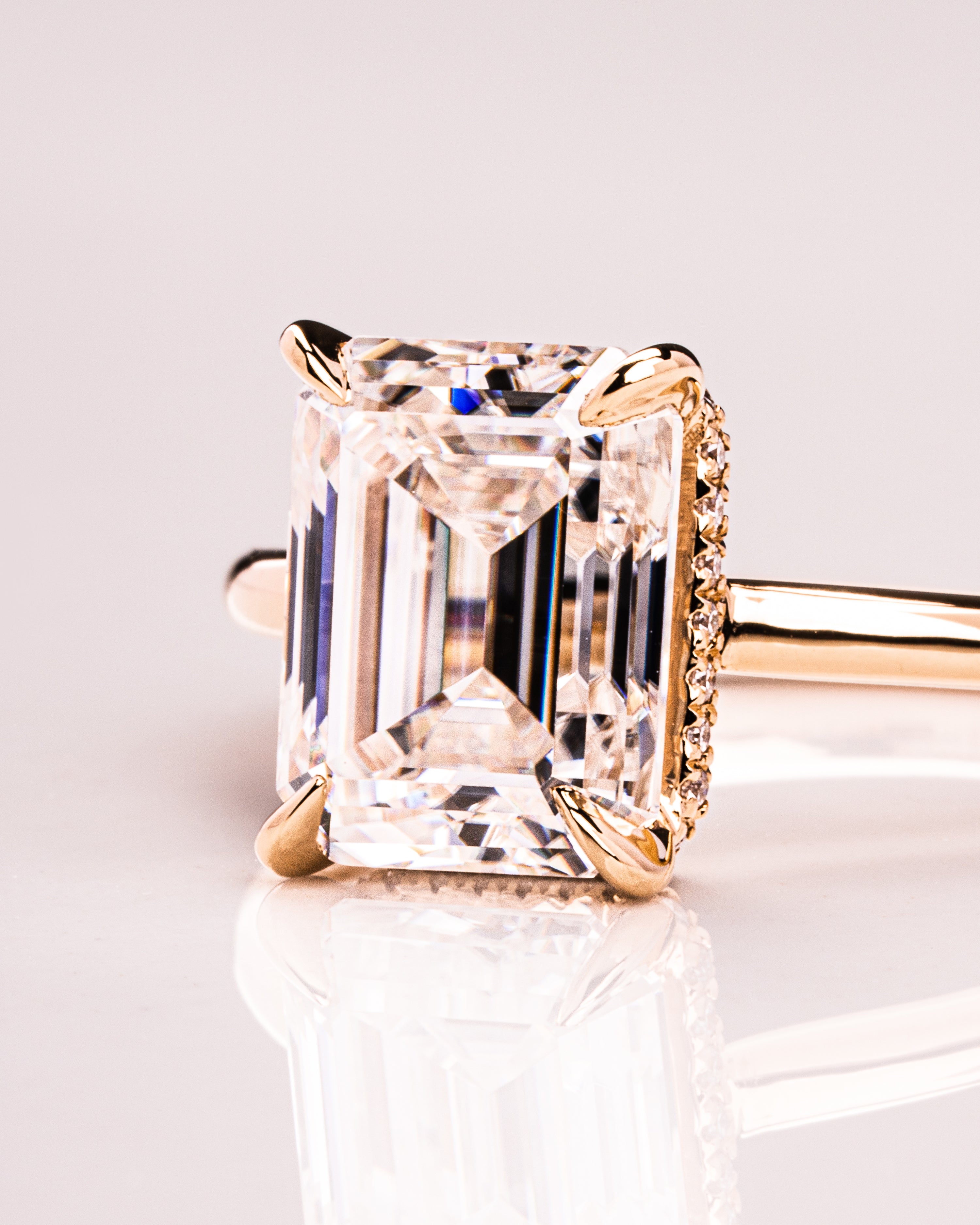 1.30 - 3.30 CT Emerald F/VS1 CVD Diamond Hidden Halo Engagement Ring - Camila Brown