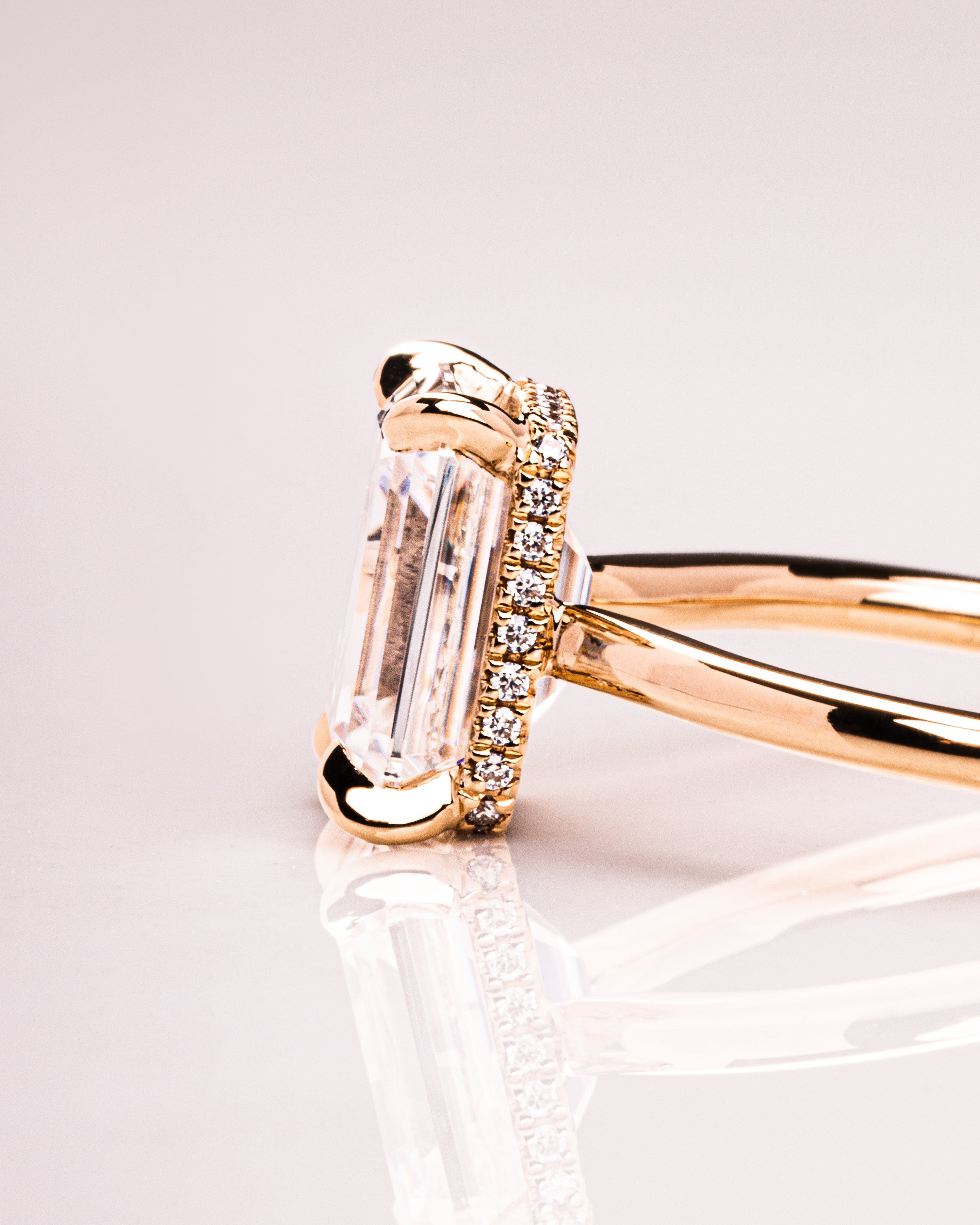 1.30 - 3.30 CT Emerald F/VS1 CVD Diamond Hidden Halo Engagement Ring - Camila Brown