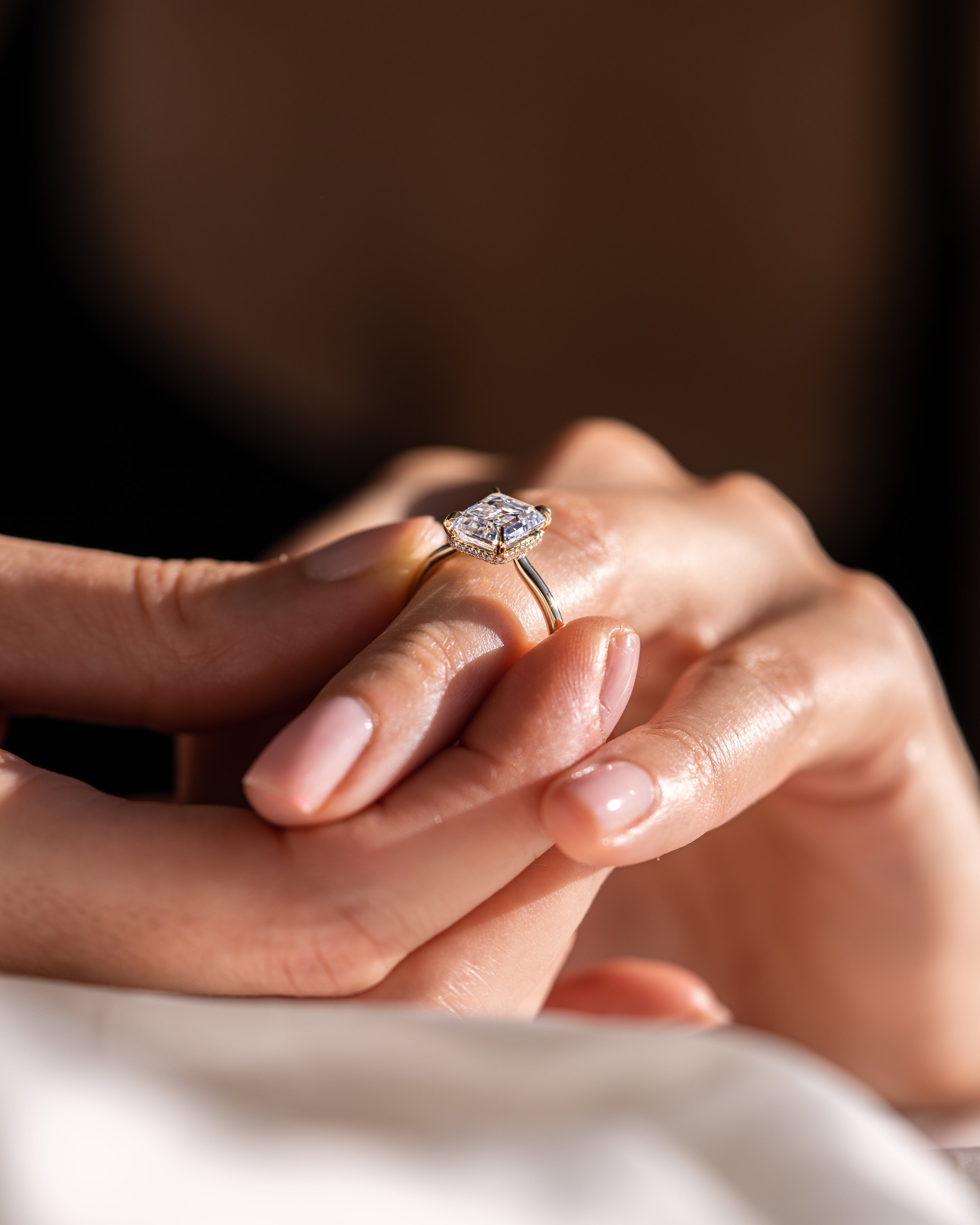 1.30 - 3.30 CT Emerald F/VS1 CVD Diamond Hidden Halo Engagement Ring - Camila Brown