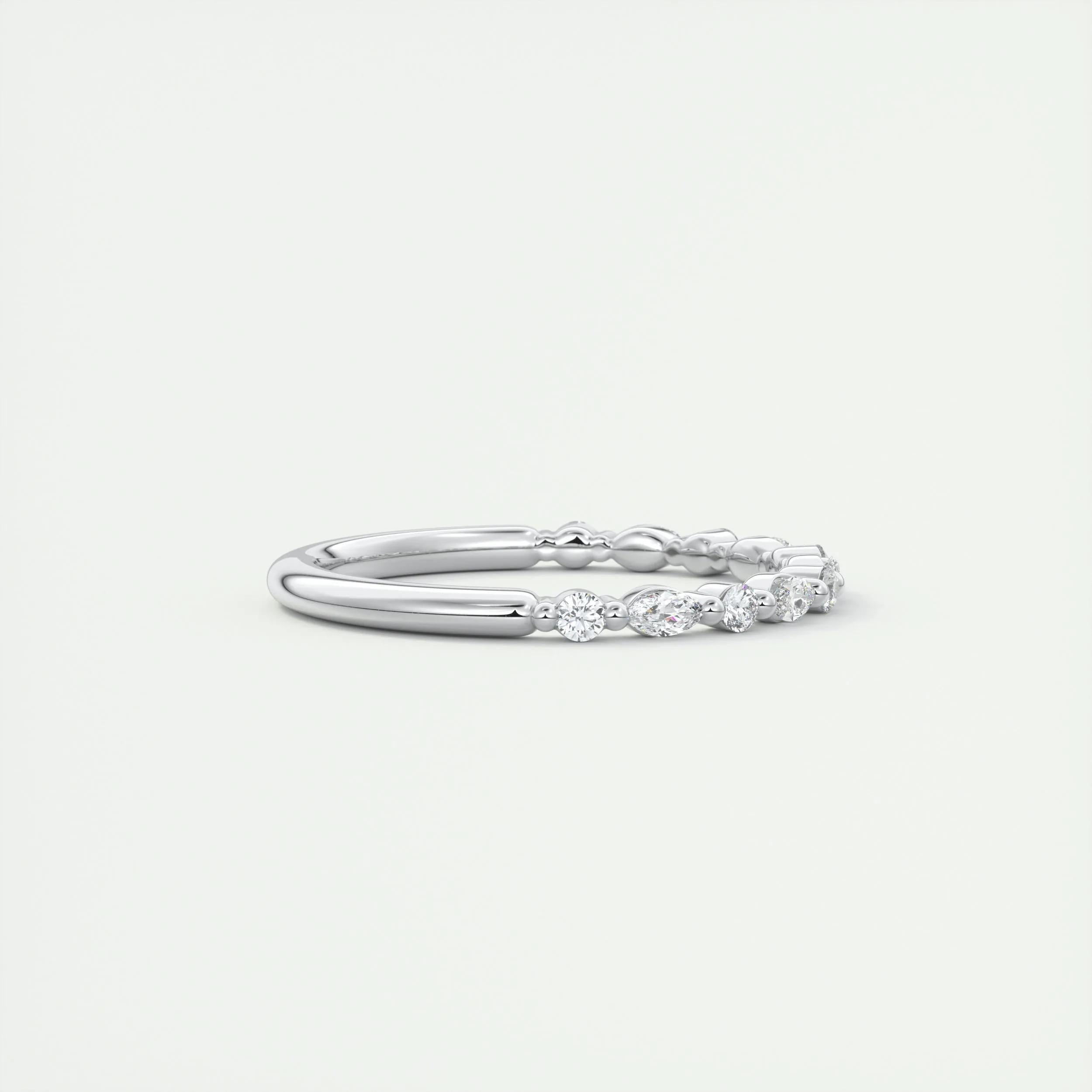0.32 TCW Marquise & Round CVD Diamond Bubble Prongs Wedding Band - Camila Brown