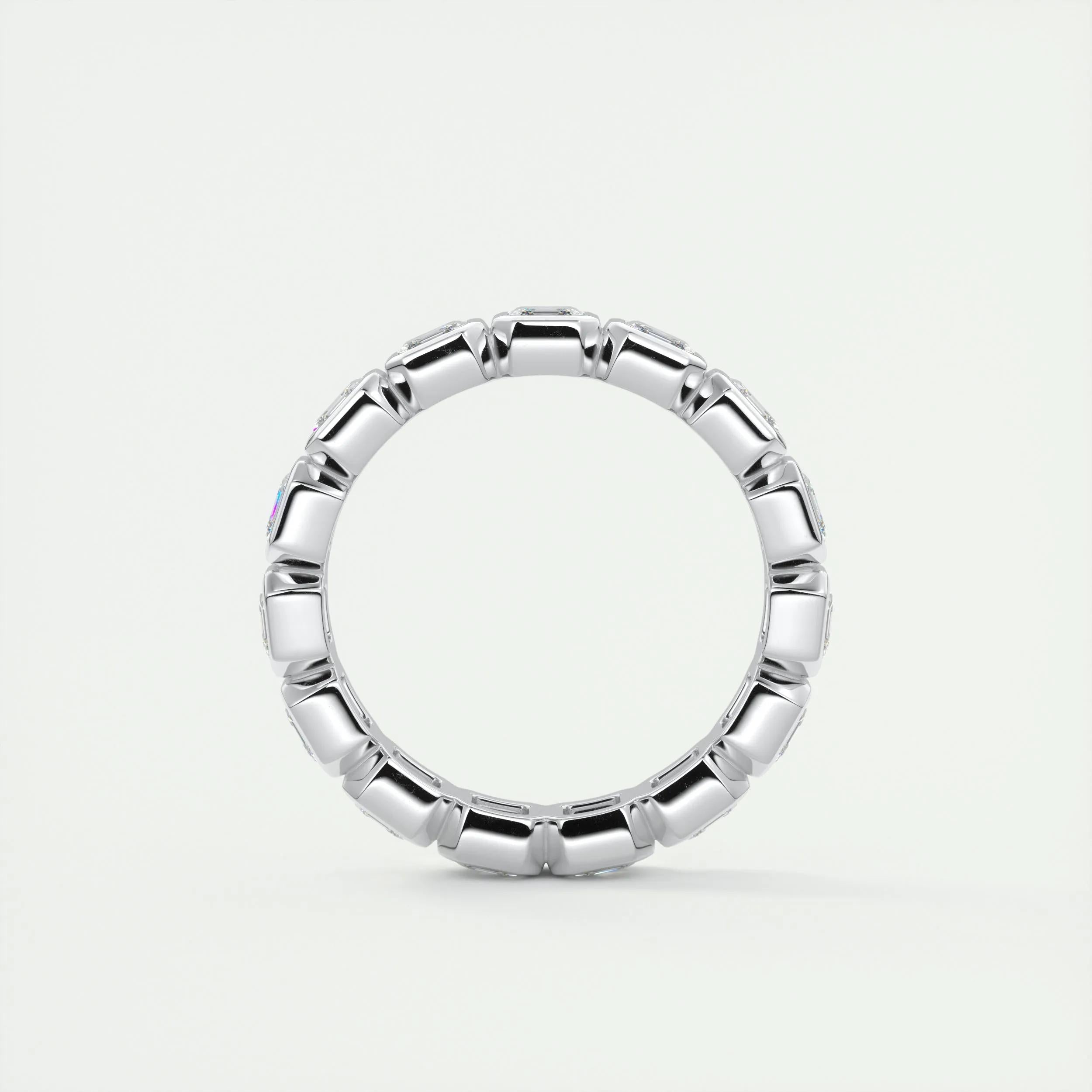 2.25 TCW Asscher CVD Diamond Bezel Wedding Band - Camila Brown