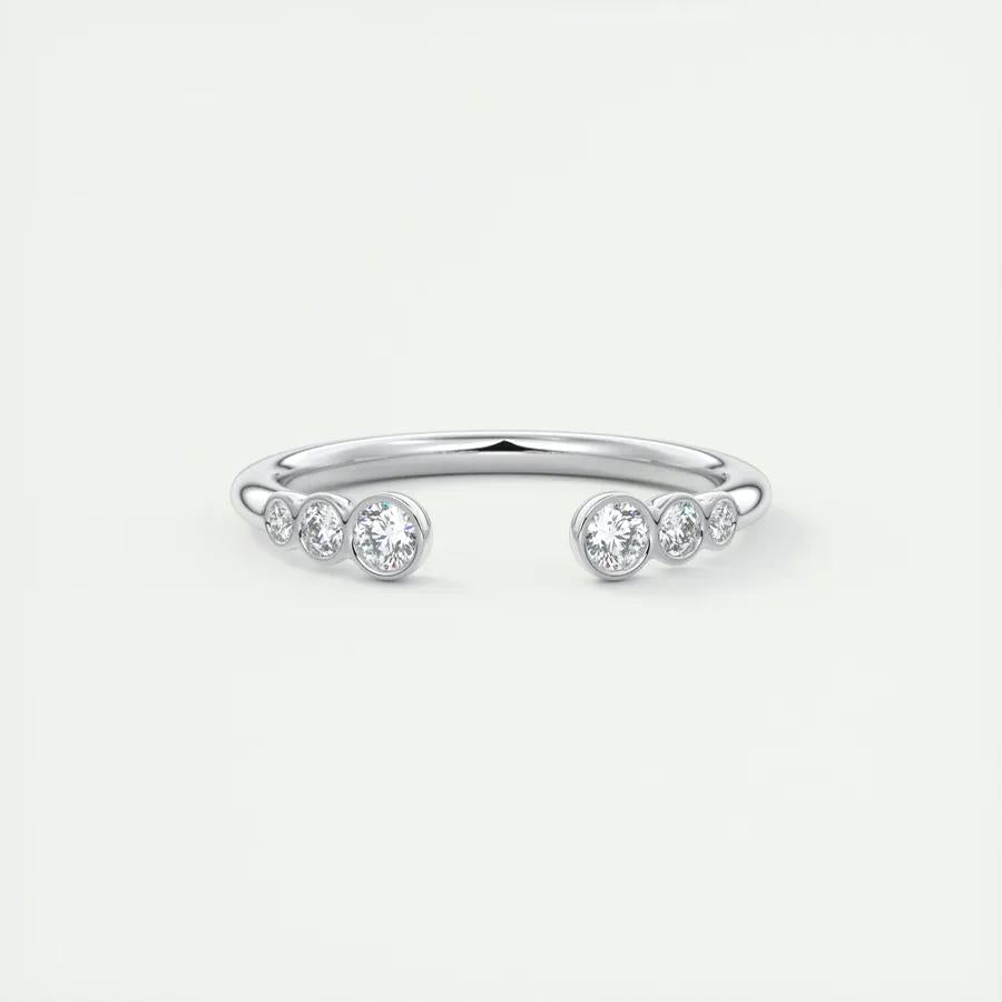 0.22 TCW Round CVD Diamond Bezel Open Wedding Band - Camila Brown