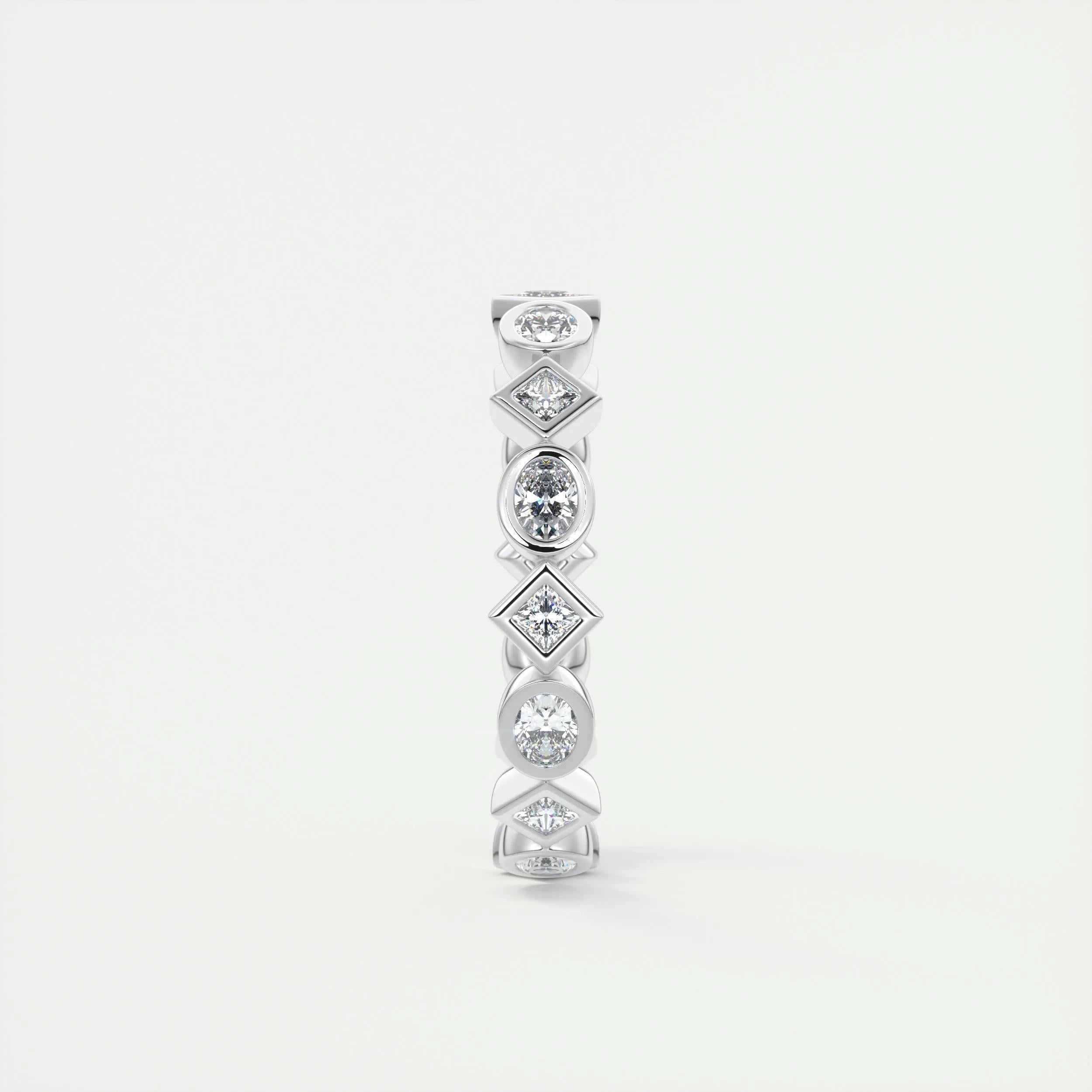 0.72 TCW Oval & Princess CVD Diamond Bezel Setting Wedding Band - Camila Brown