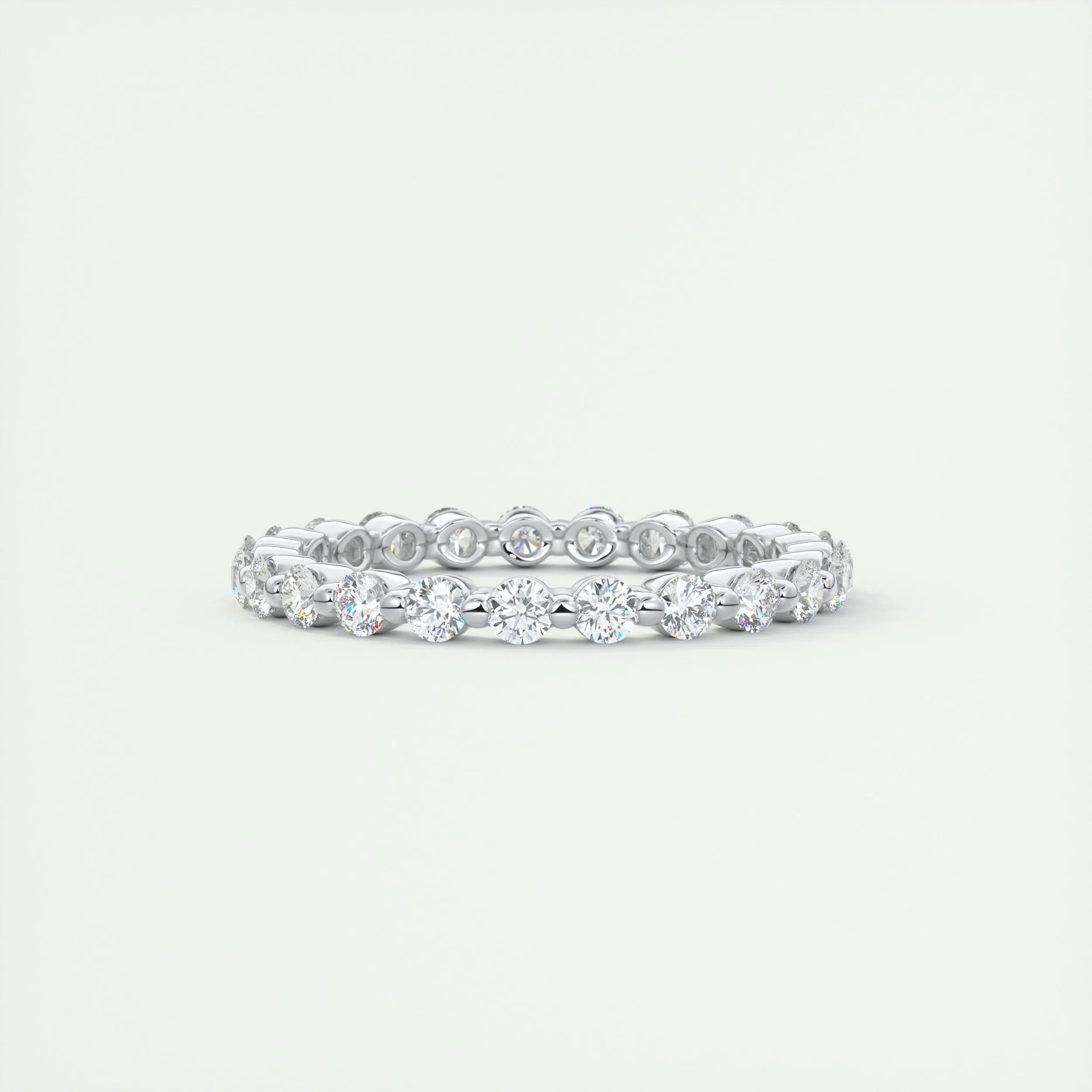 0.69 TCW Round CVD Diamond bubble prong Wedding Band - Camila Brown
