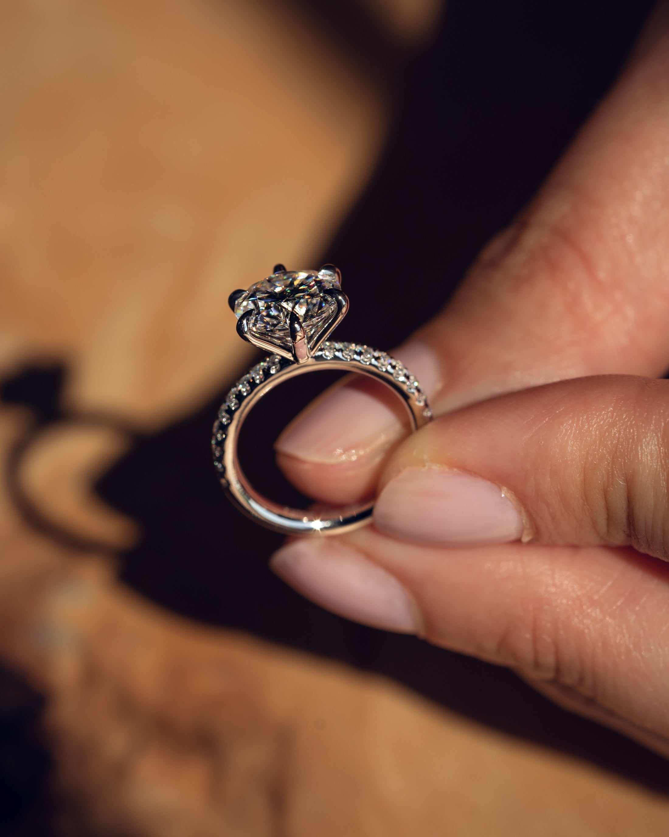 1.26 - 3.26 CT Round F/VS1 CVD Diamond Pave Setting Engagement Ring - Camila Brown