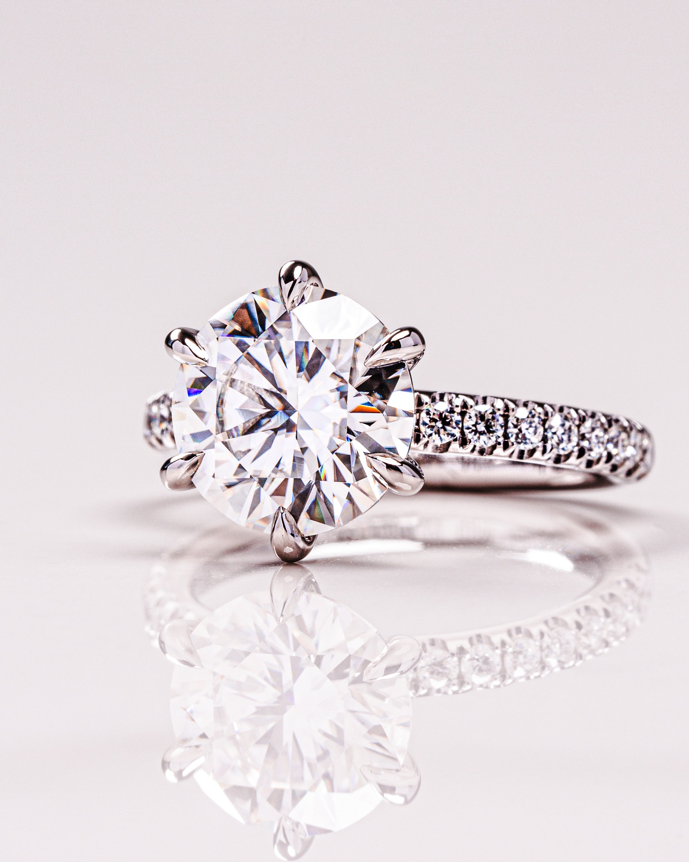 1.26 - 3.26 CT Round F/VS1 CVD Diamond Pave Setting Engagement Ring - Camila Brown