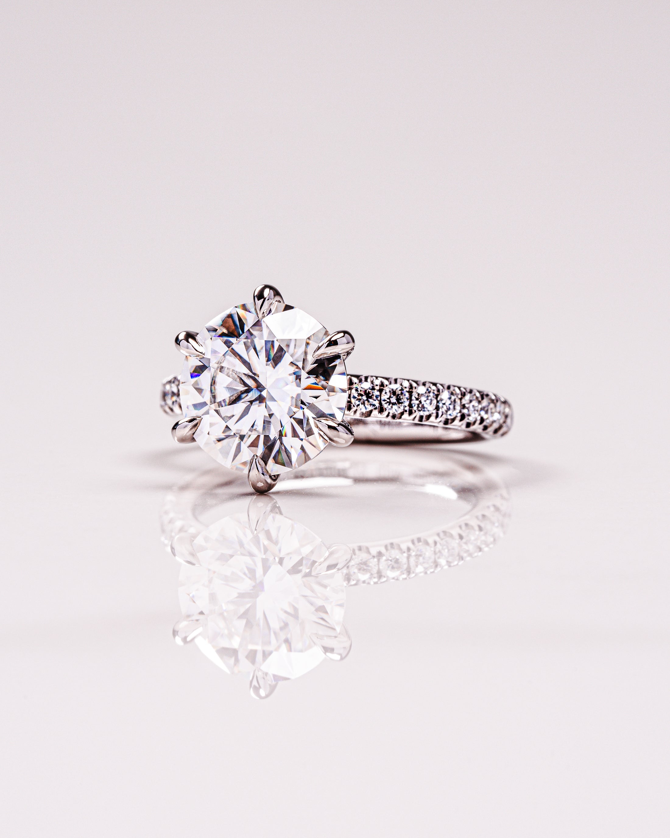 1.26 - 3.26 CT Round F/VS1 CVD Diamond Pave Setting Engagement Ring - Camila Brown