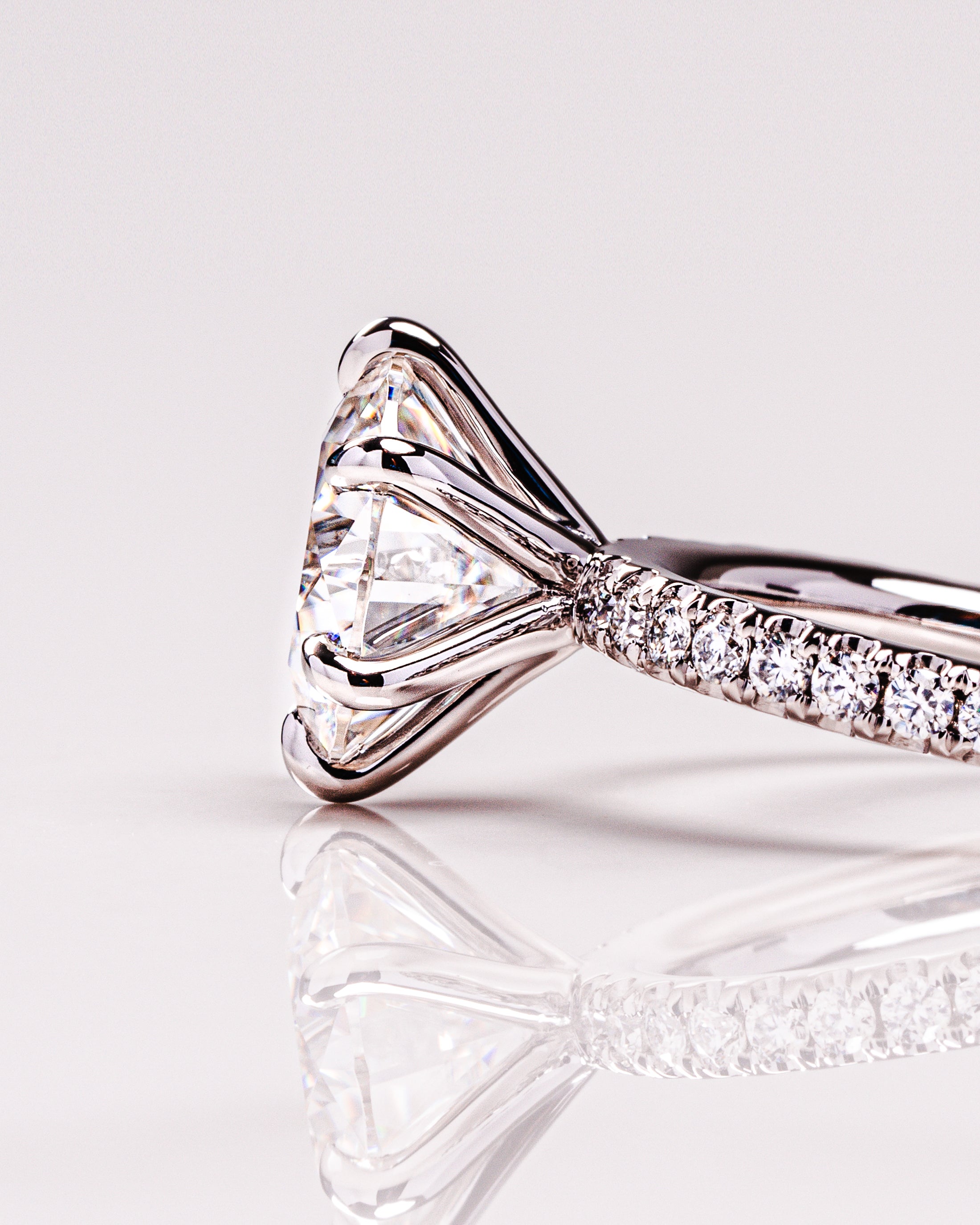 1.26 - 3.26 CT Round F/VS1 CVD Diamond Pave Setting Engagement Ring - Camila Brown