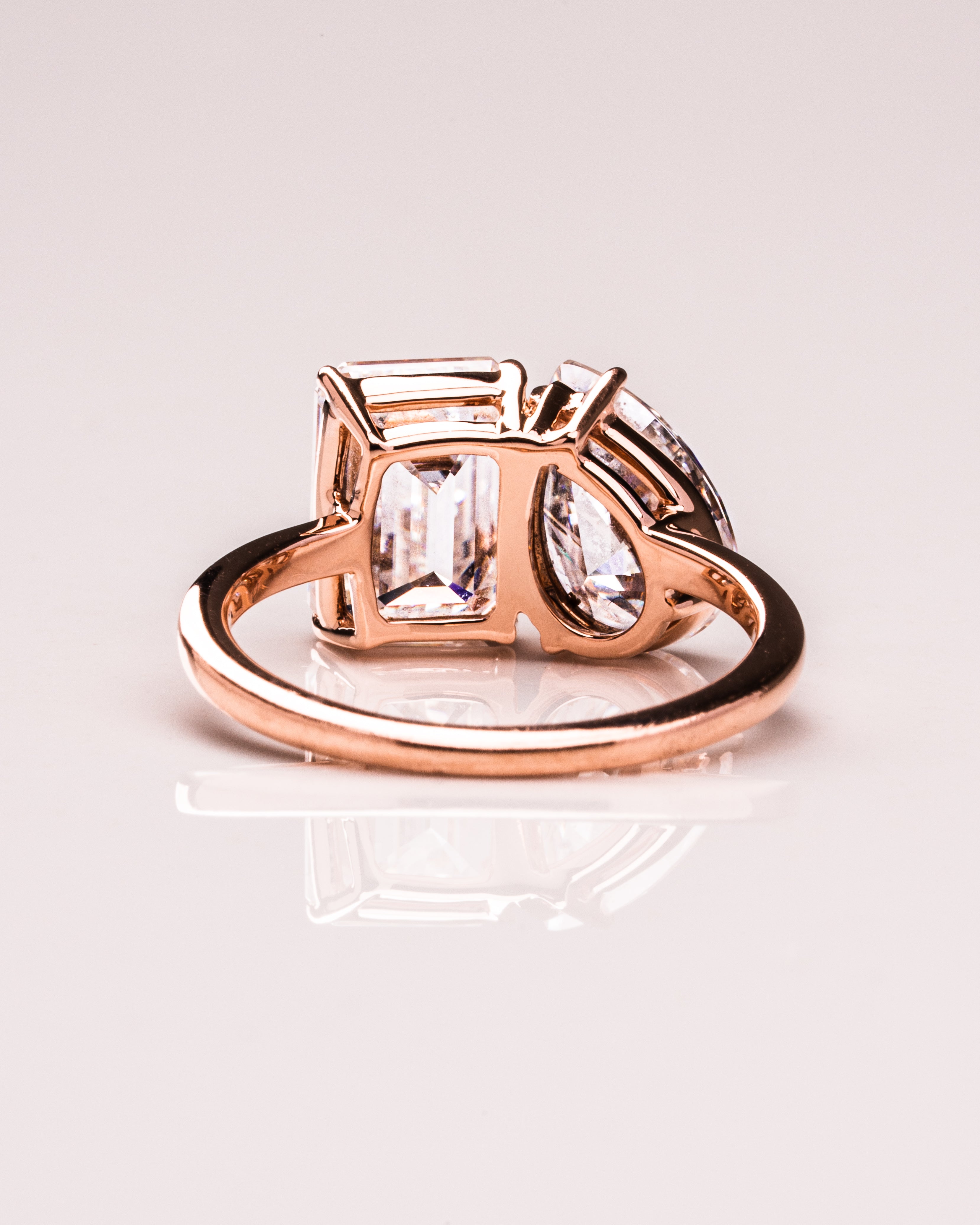 3.75 TCW Emerald & Pear F/VS2 CVD Diamond Two Stone Engagement Ring - Camila Brown