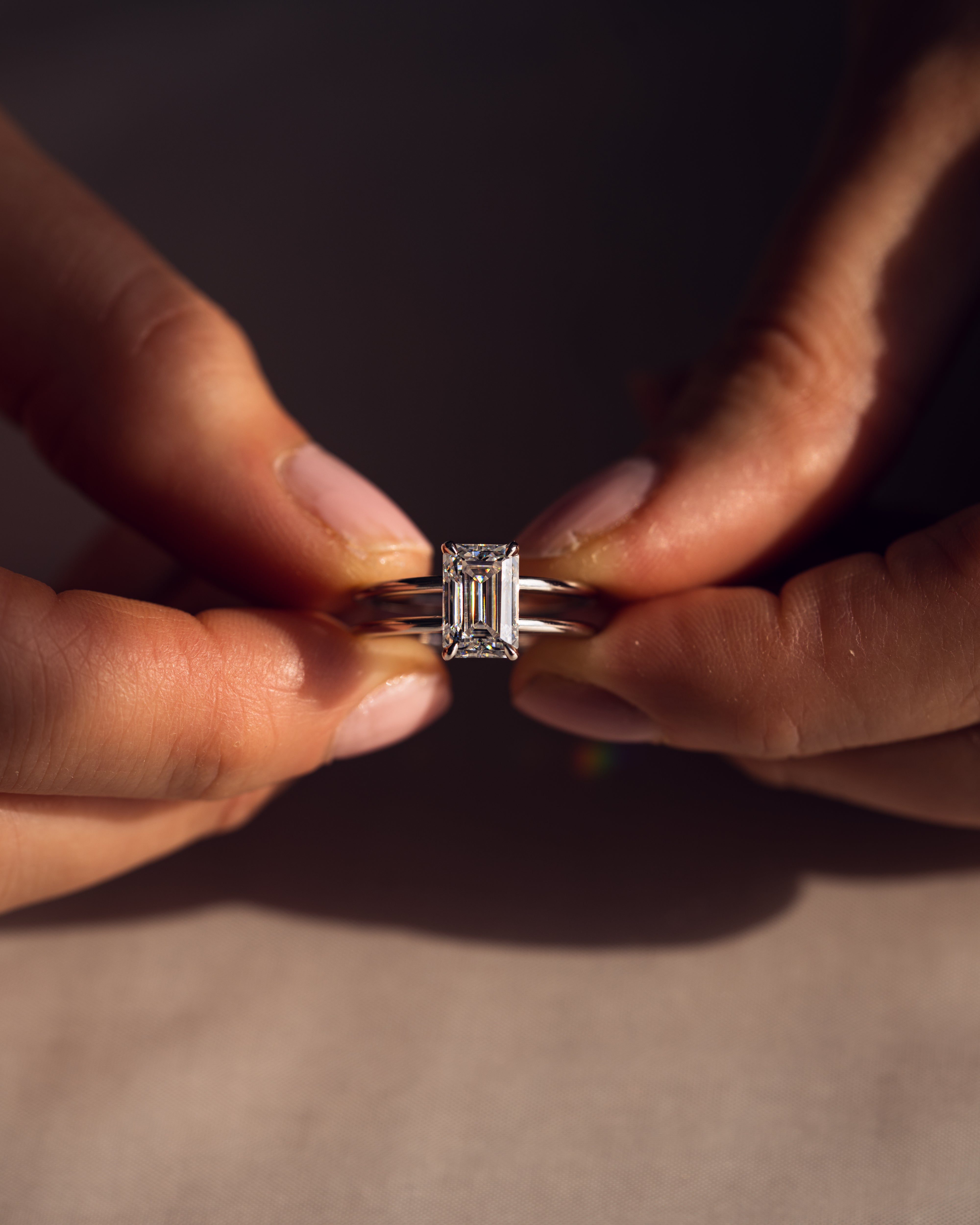 1.30 - 3.30 CT Emerald F/VS2 CVD Diamond Solitaire Double Band Engagement Ring - Camila Brown