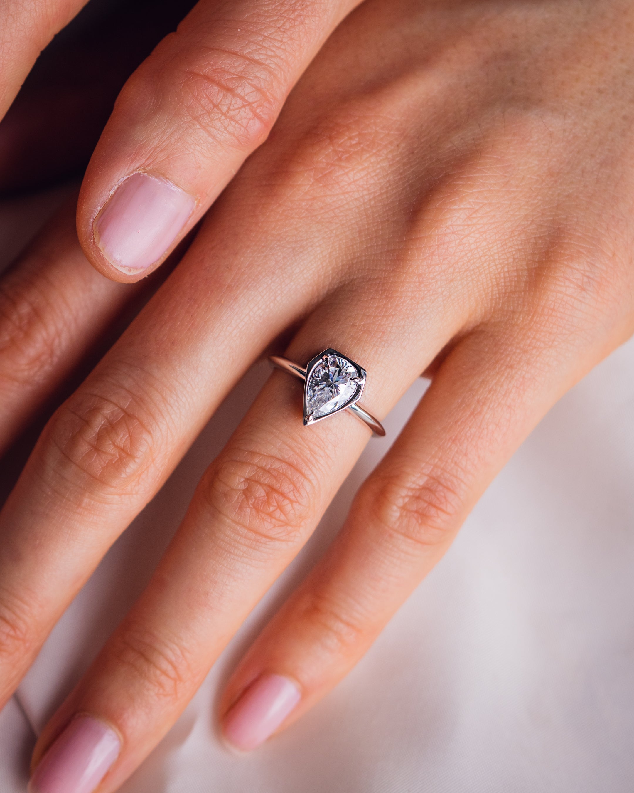 1.33 CT Pear F/VS2 CVD Diamond Solitaire Engagement Ring - Camila Brown