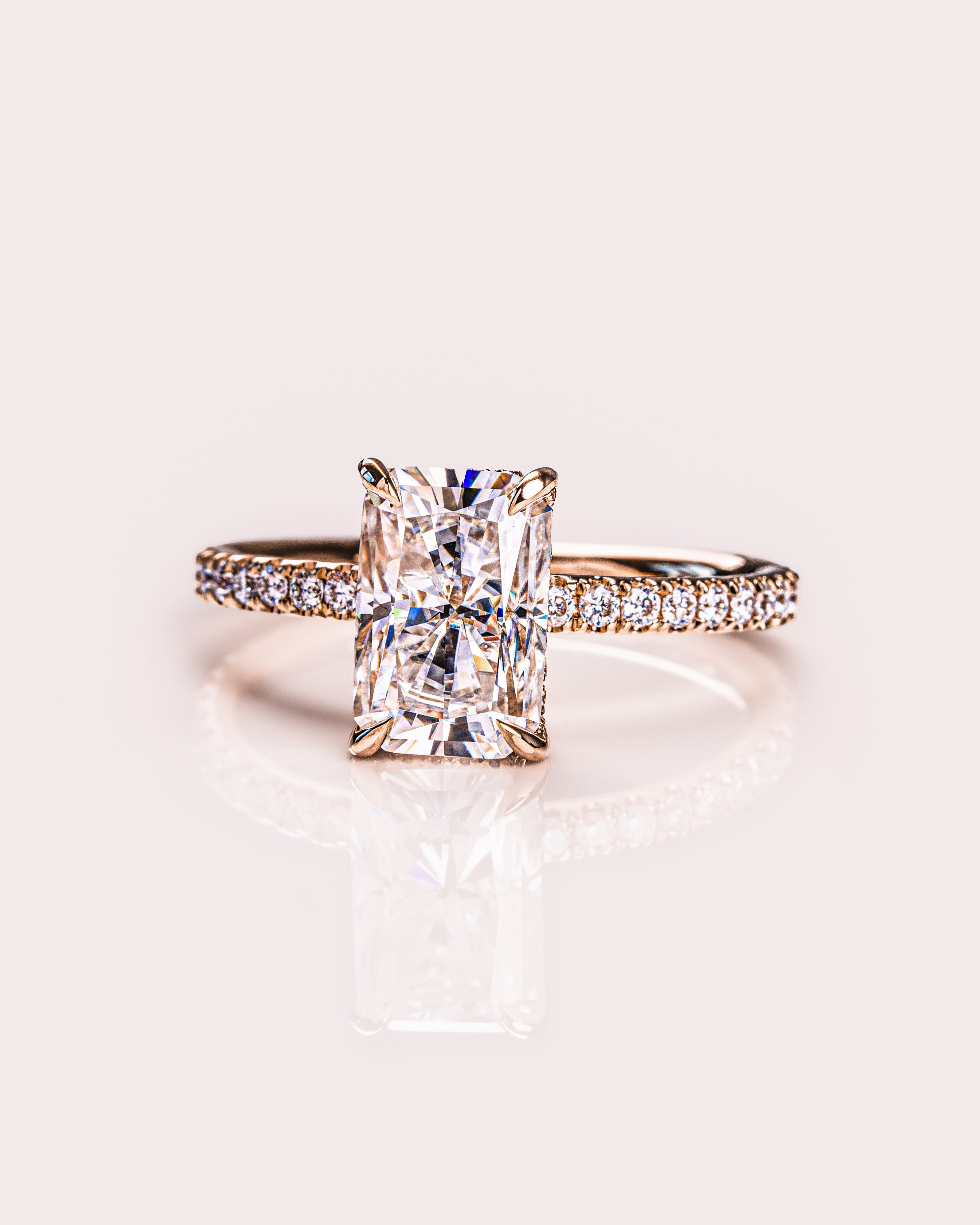1.43-3.43 CT Radiant E/VS2 CVD Diamond Hidden Halo Pave Setting Engagement Ring - Camila Brown