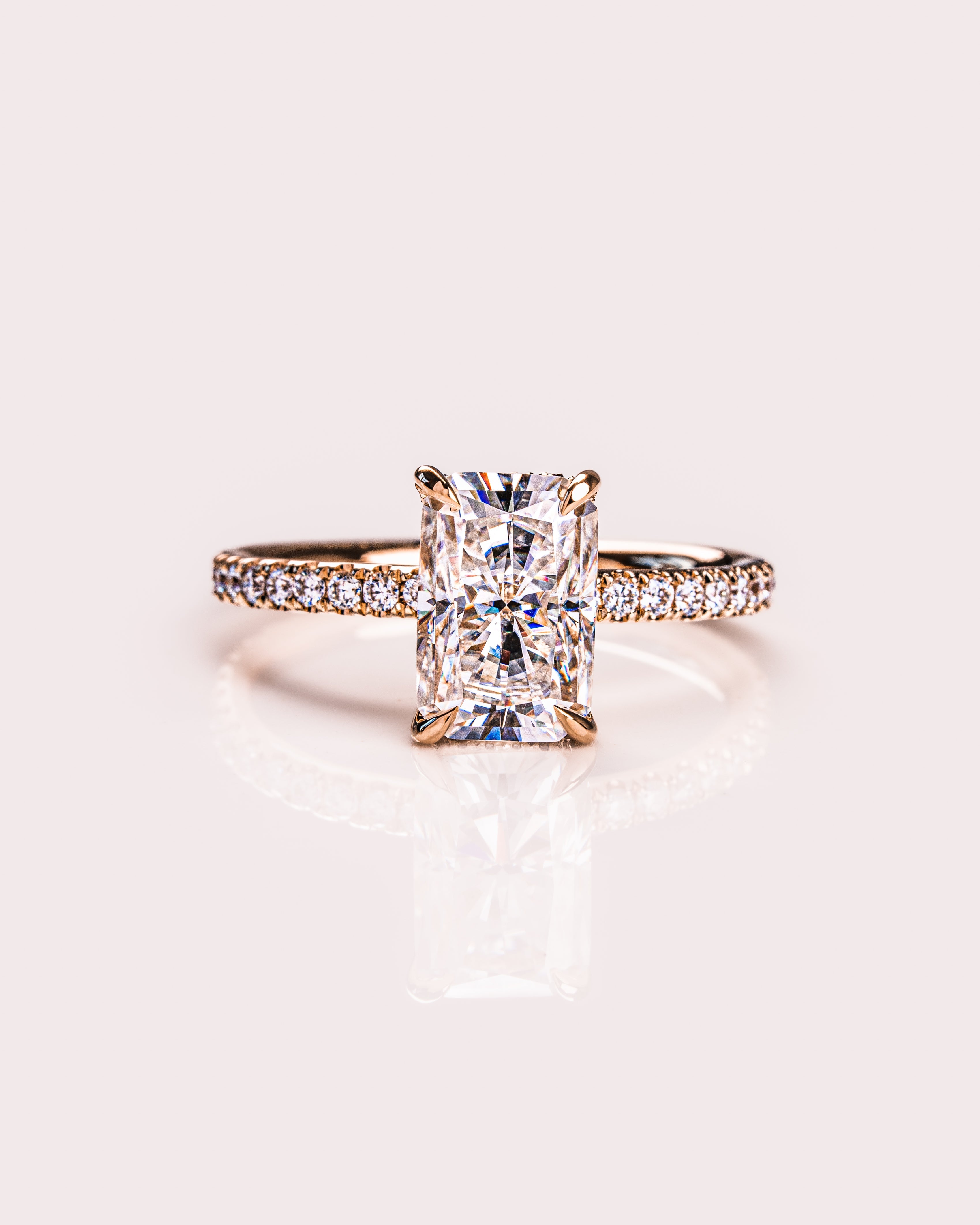 1.43-3.43 CT Radiant E/VS2 CVD Diamond Hidden Halo Pave Setting Engagement Ring - Camila Brown