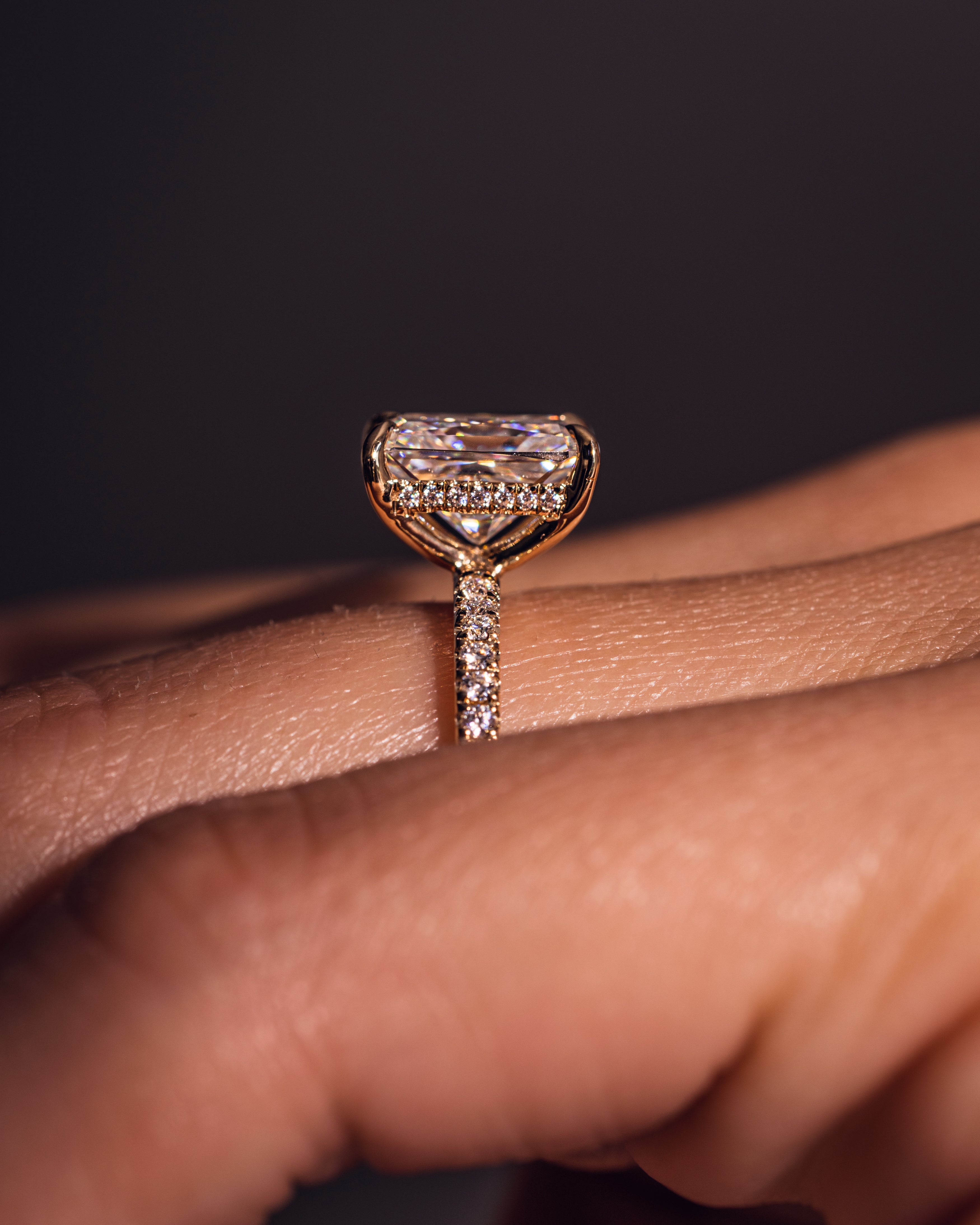 1.43-3.43 CT Radiant E/VS2 CVD Diamond Hidden Halo Pave Setting Engagement Ring - Camila Brown