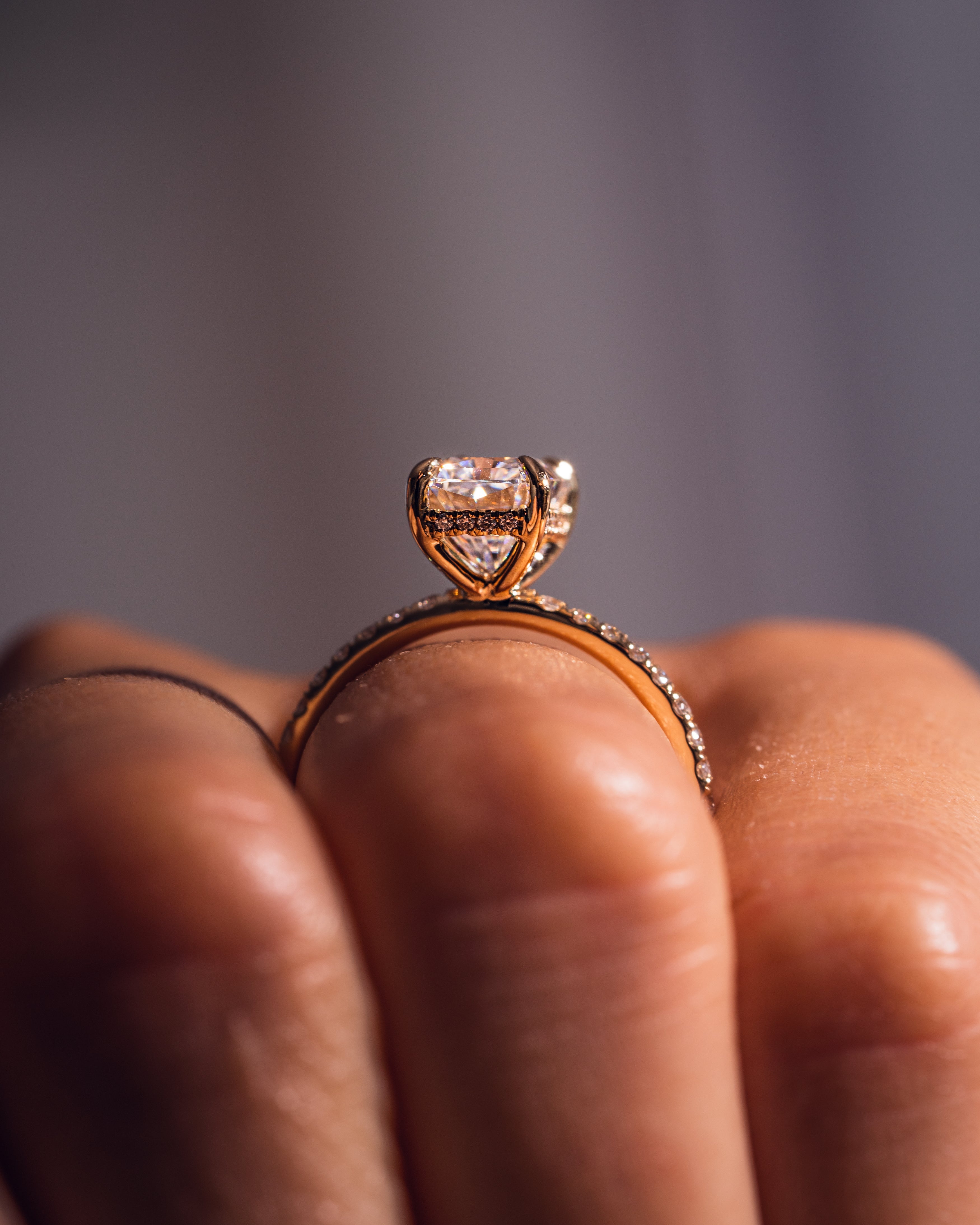 1.43-3.43 CT Radiant E/VS2 CVD Diamond Hidden Halo Pave Setting Engagement Ring - Camila Brown