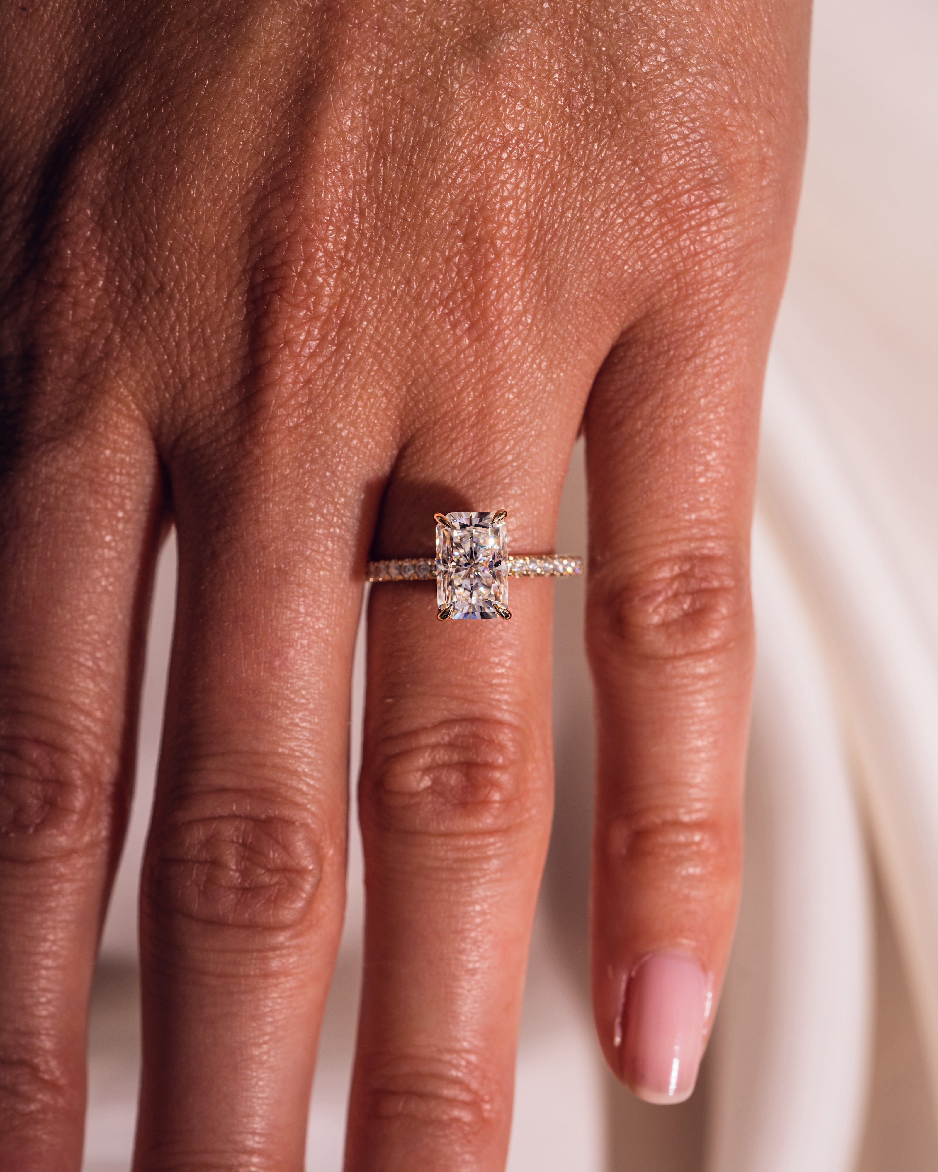 1.43-3.43 CT Radiant E/VS2 CVD Diamond Hidden Halo Pave Setting Engagement Ring - Camila Brown