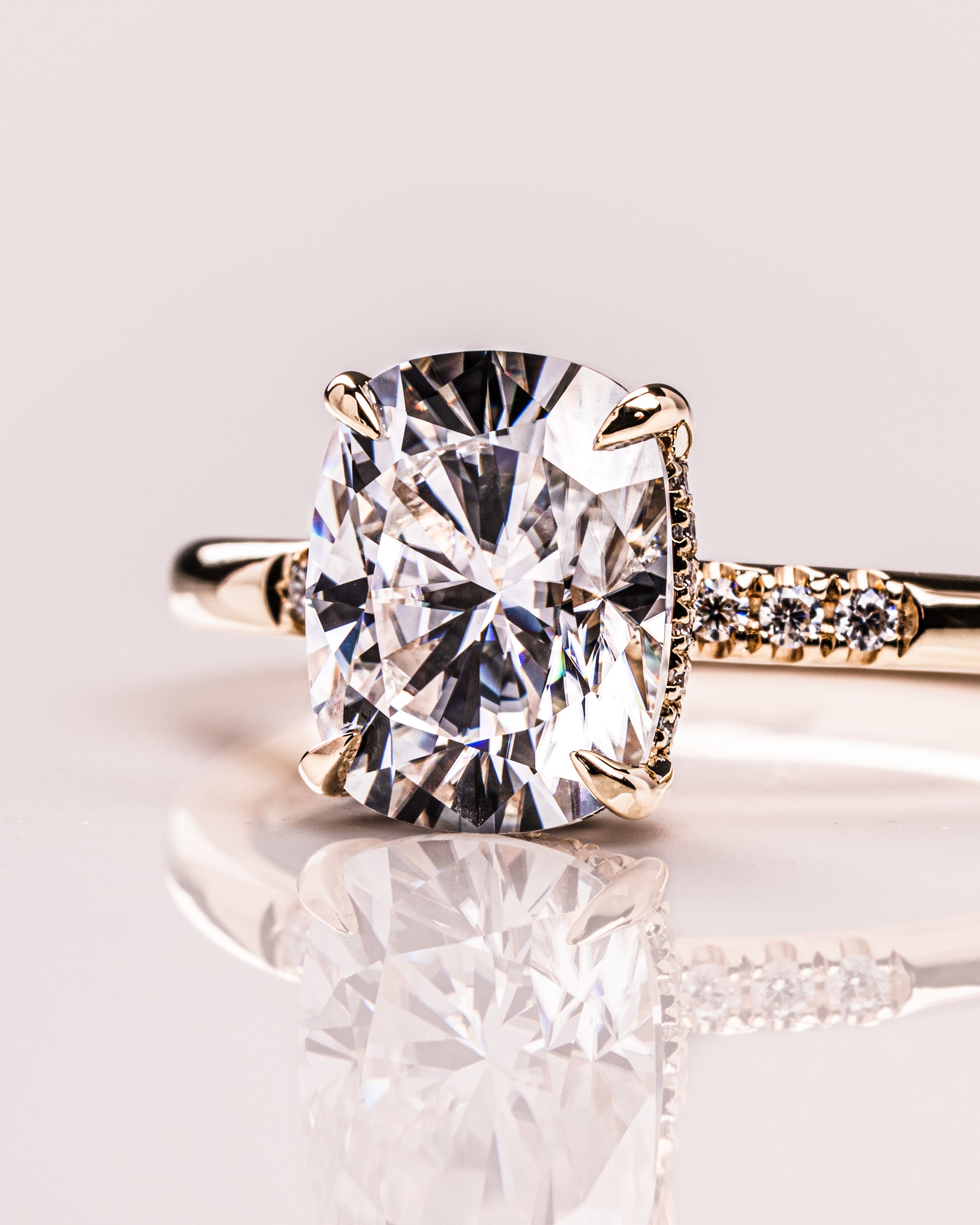 1.15 - 3.15 CT Cushion F/VS1 CVD Diamond Hidden Halo Engagement Ring - Camila Brown