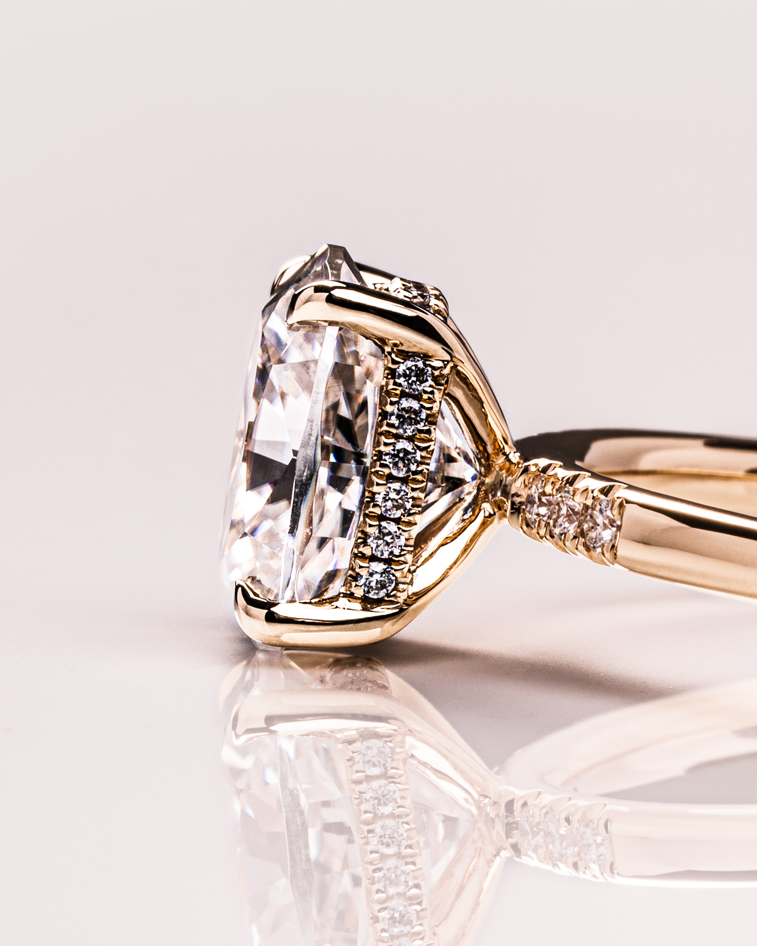 1.15 - 3.15 CT Cushion F/VS1 CVD Diamond Hidden Halo Engagement Ring - Camila Brown