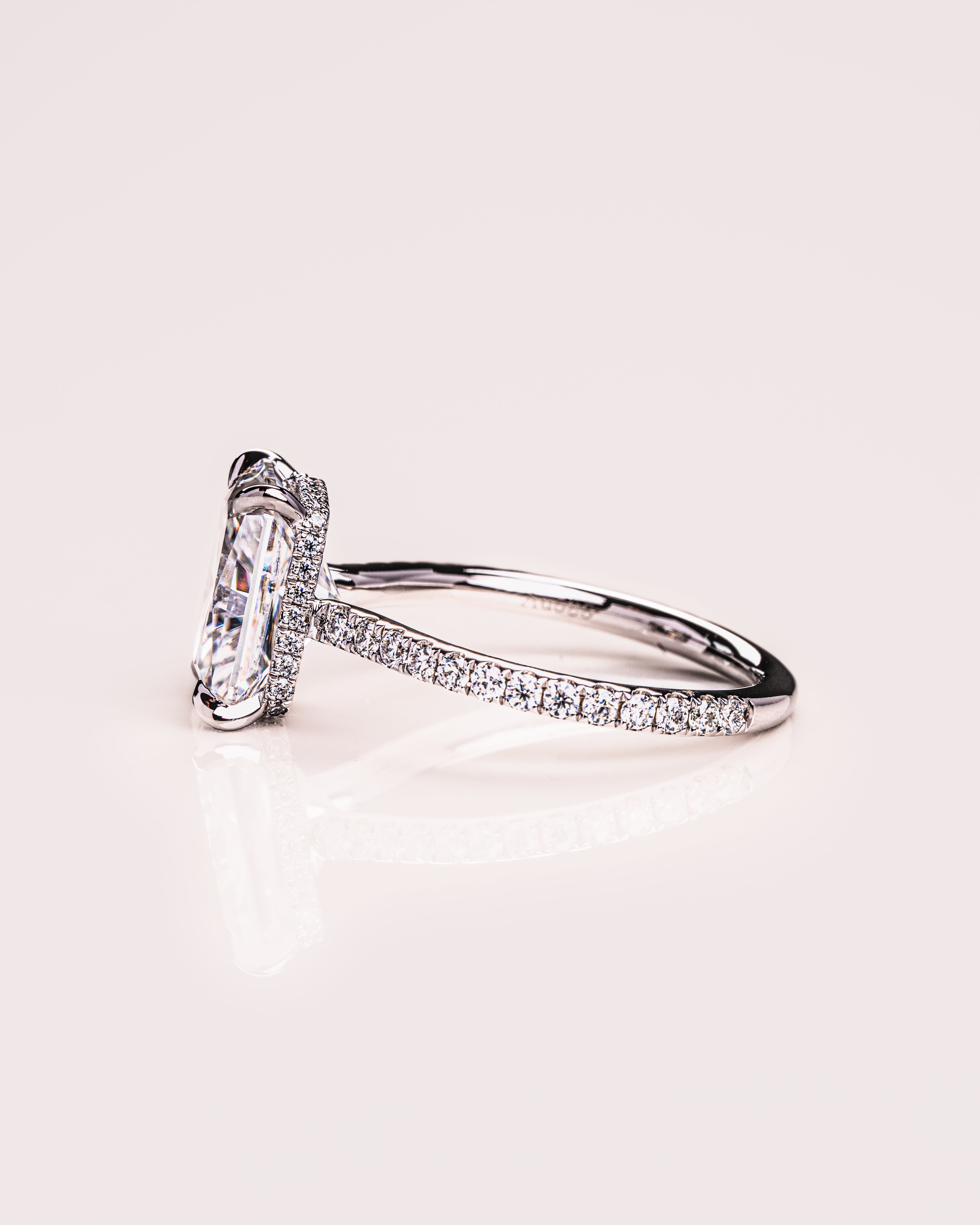 1.43 - 3.43 CT Radiant E/VS1 CVD Diamond Hidden Halo Pave Setting Engagement Ring - Camila Brown