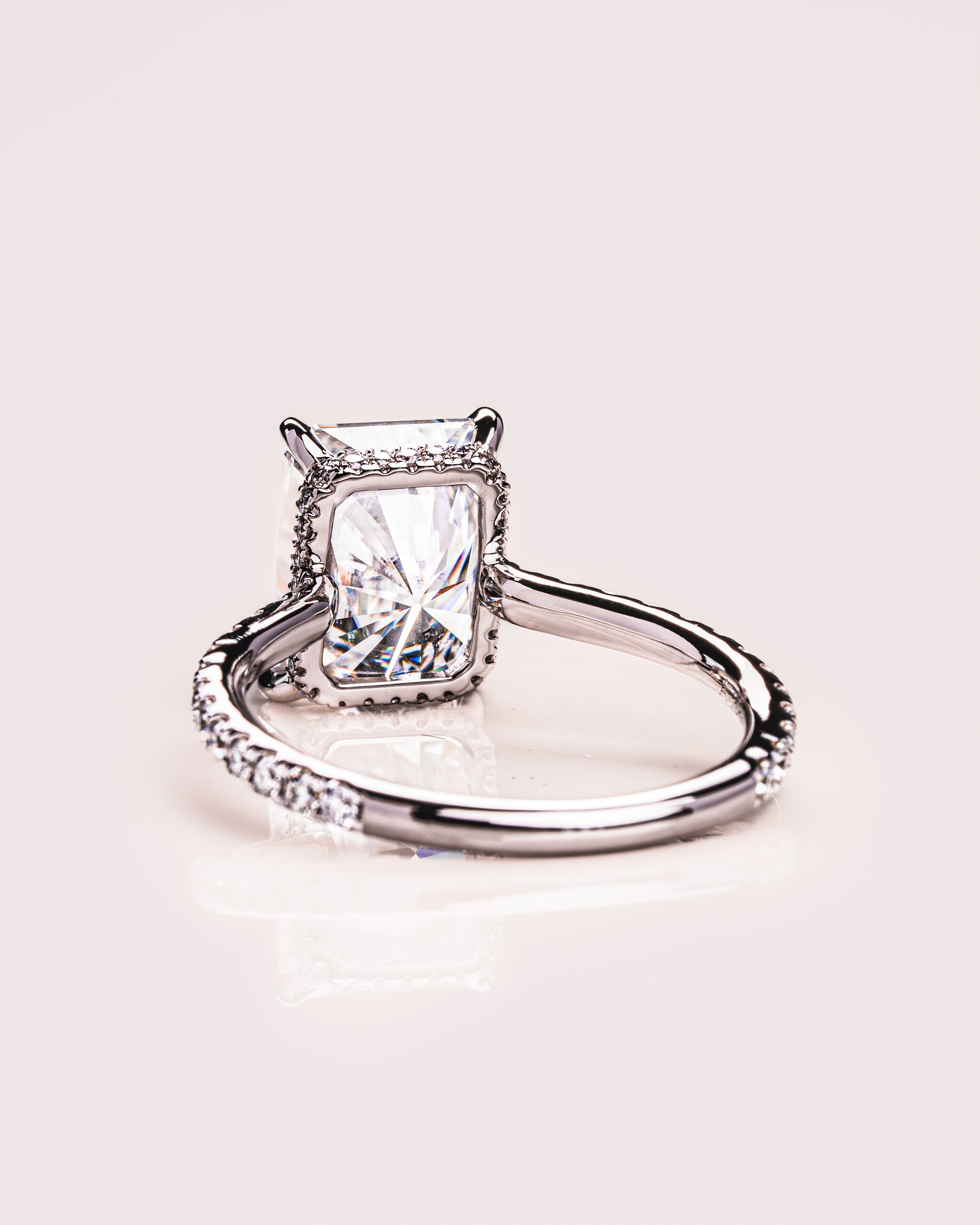 1.43 - 3.43 CT Radiant E/VS1 CVD Diamond Hidden Halo Pave Setting Engagement Ring - Camila Brown