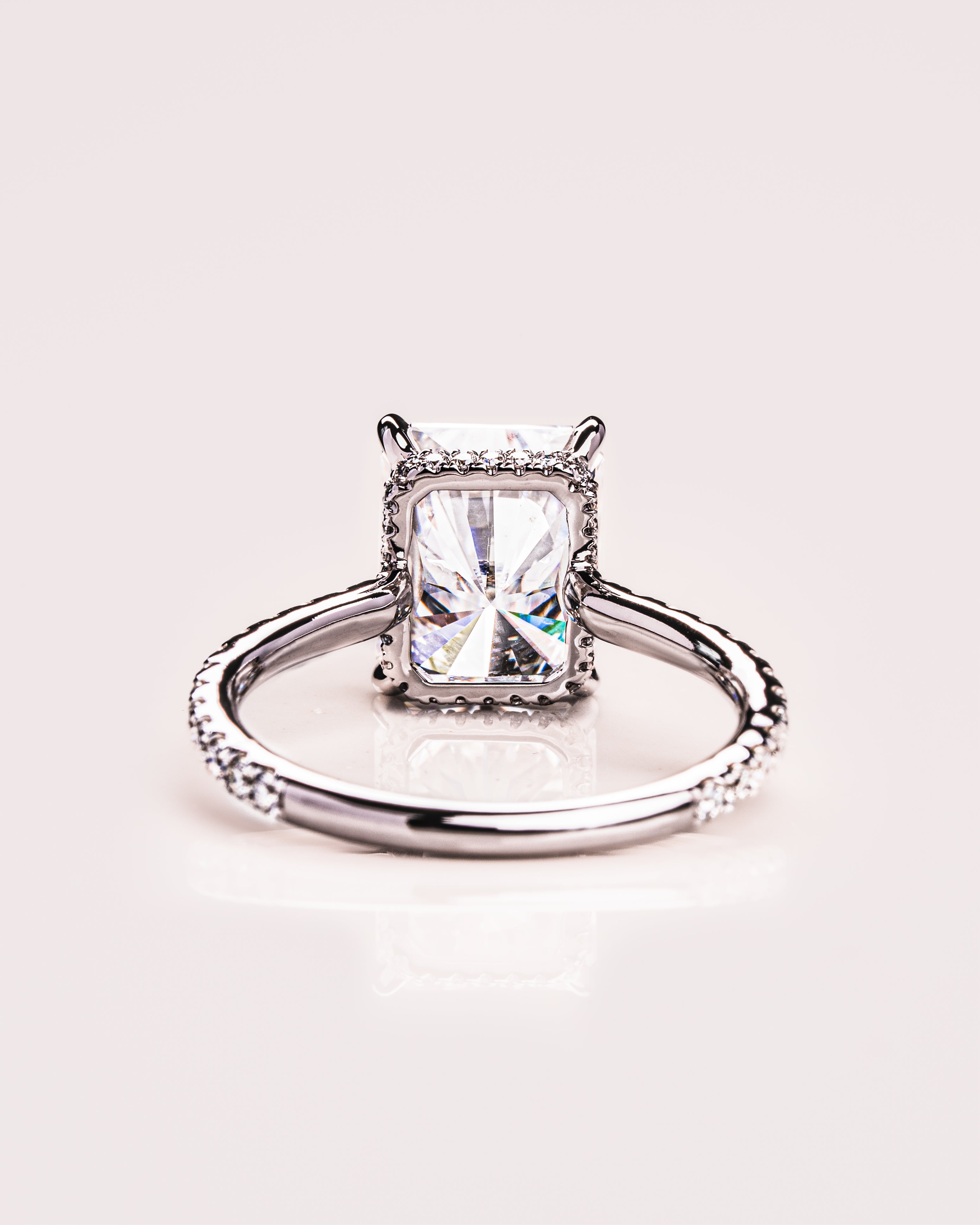 1.43 - 3.43 CT Radiant E/VS1 CVD Diamond Hidden Halo Pave Setting Engagement Ring - Camila Brown