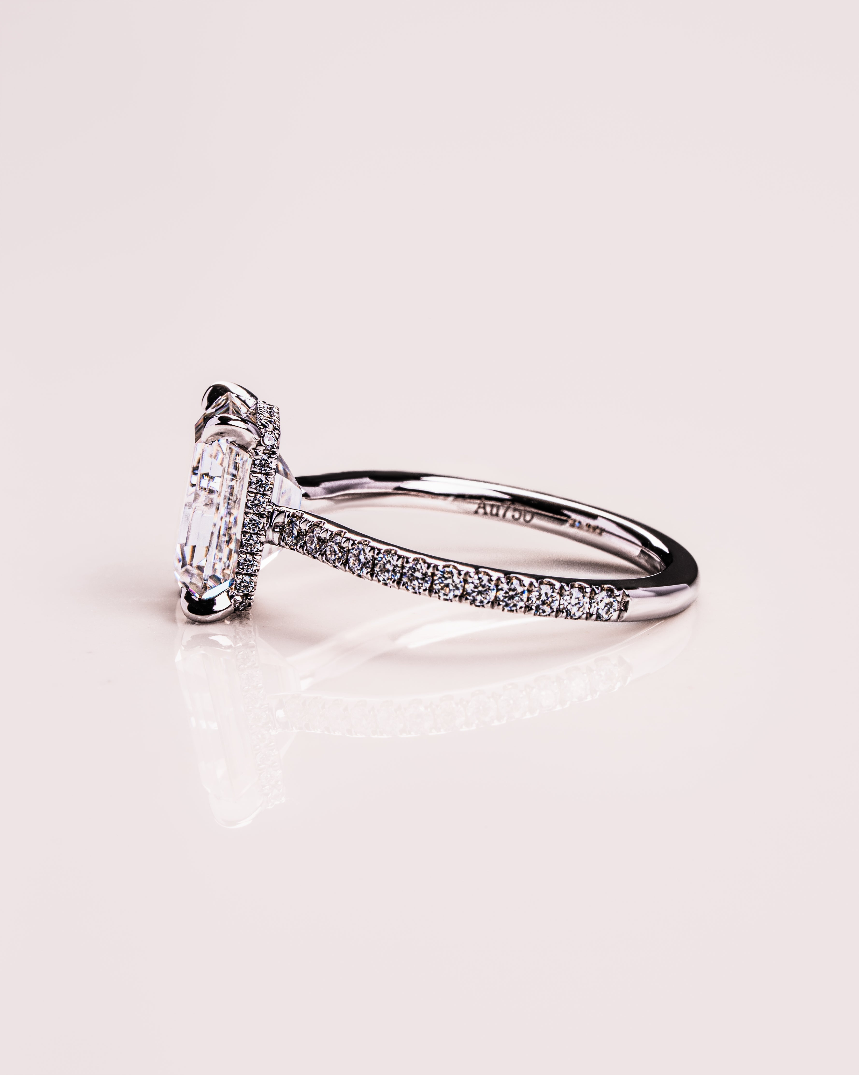 1.30 CT-3.30 CT Emerald F/VS2 CVD Diamond Hidden Halo Pave Setting Engagement Ring - Camila Brown