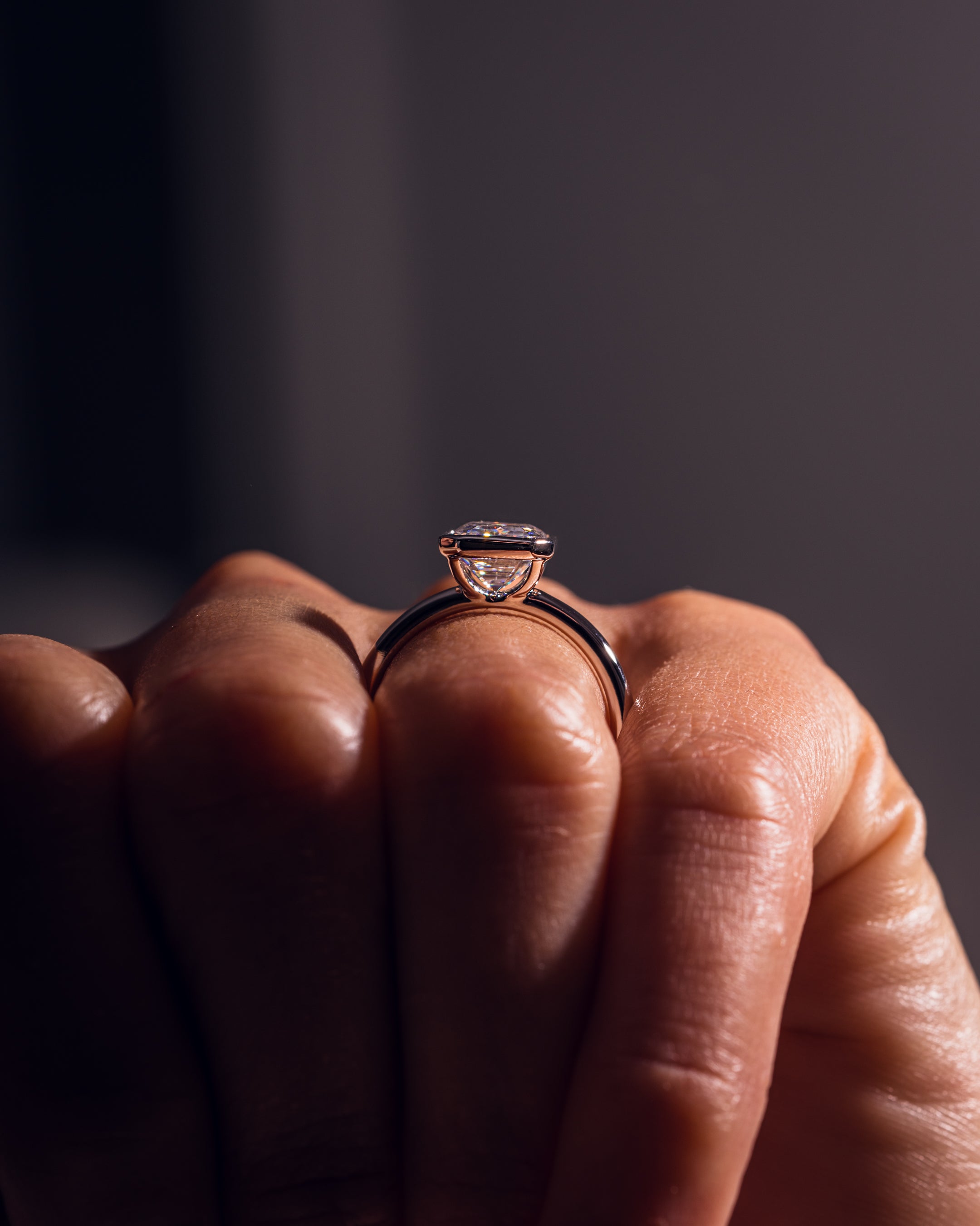 1.30-3.30 CT Emerald F/VS1 CVD Diamond Bezel Solitaire Engagement Ring - Camila Brown