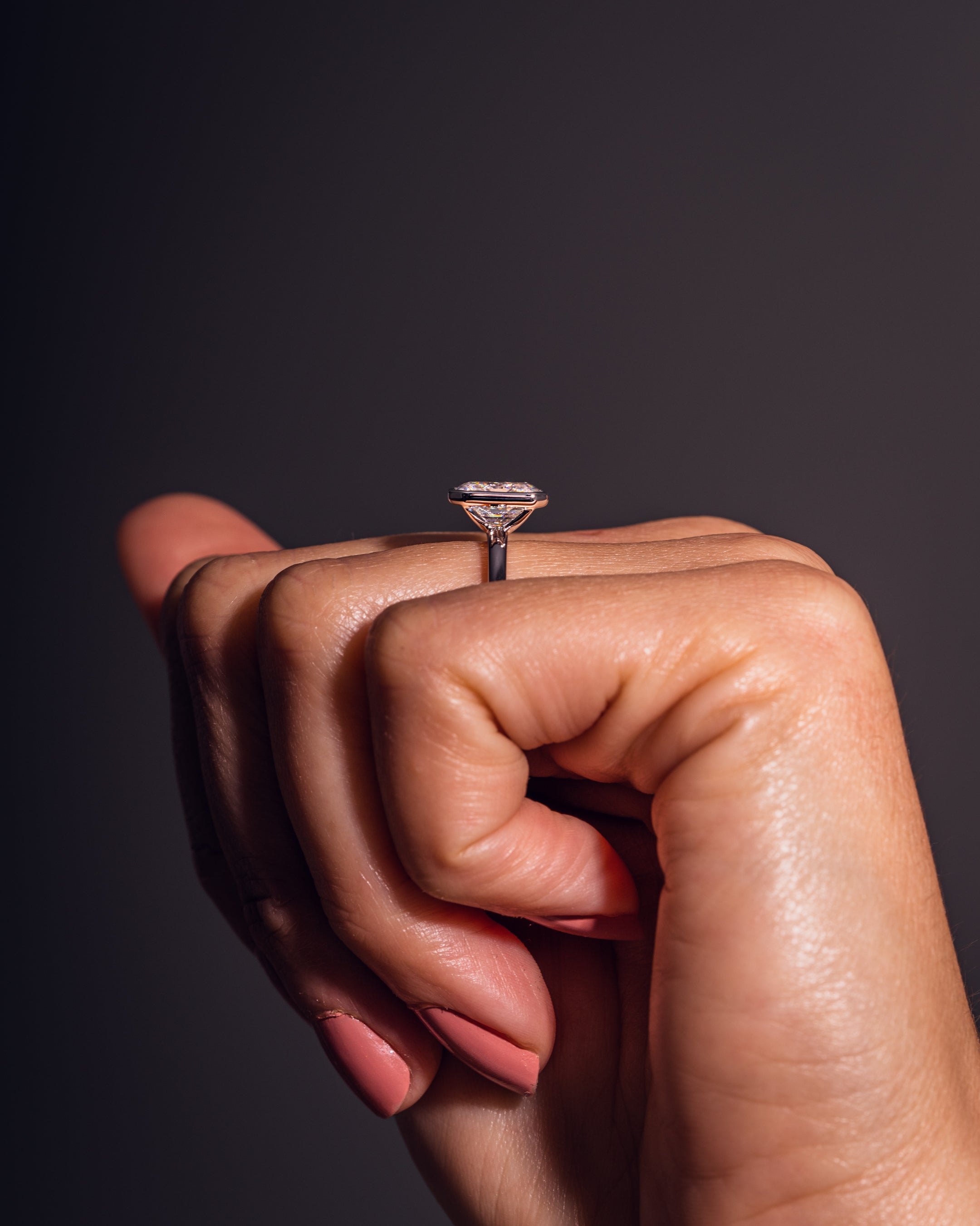 1.30-3.30 CT Emerald F/VS1 CVD Diamond Bezel Solitaire Engagement Ring - Camila Brown