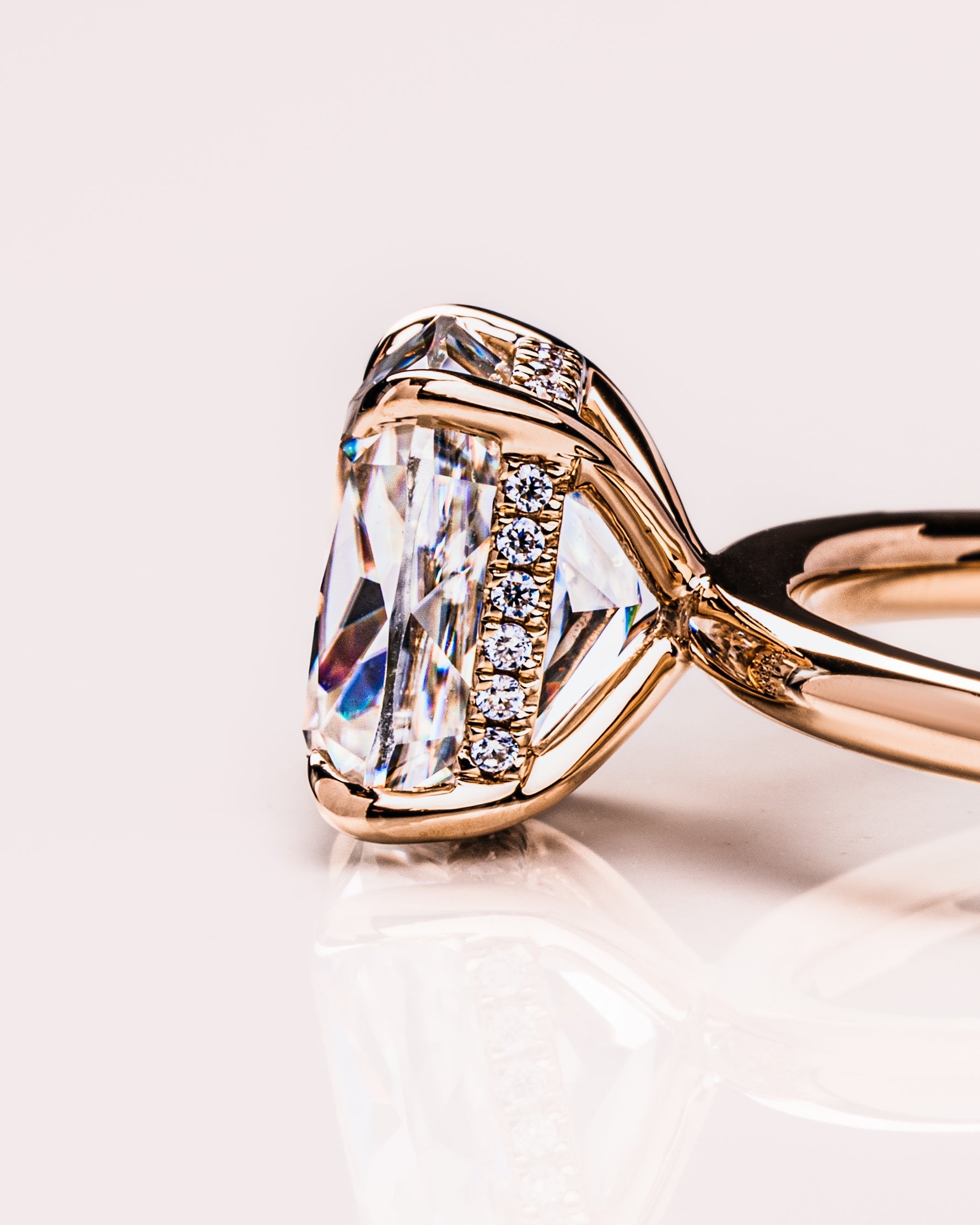 1.49 CT Cushion F/VS1 CVD Diamond Hidden Halo Engagement Ring - Camila Brown