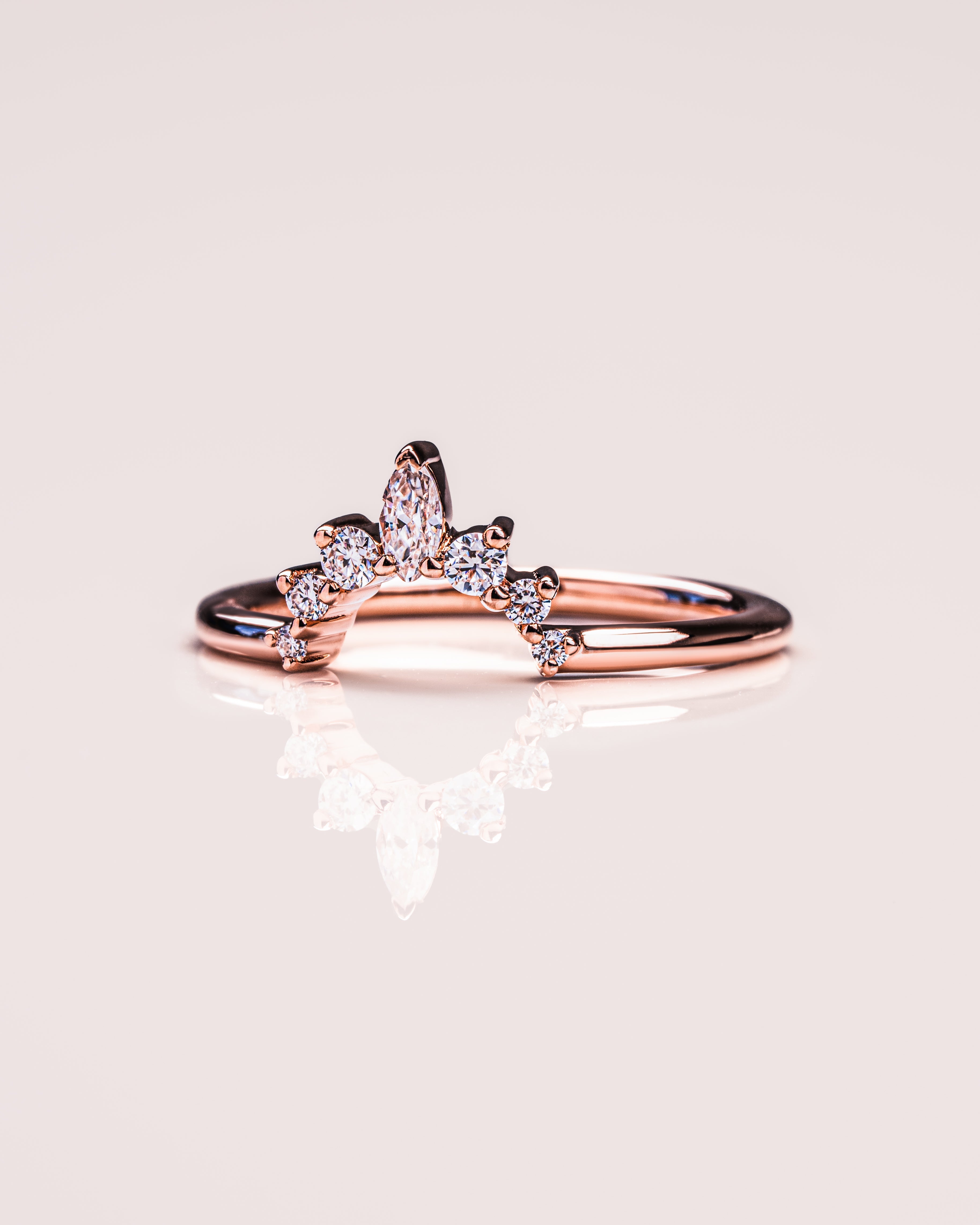 0.14 TCW Marquise & Round CVD Diamond Curved Wedding Band - Camila Brown