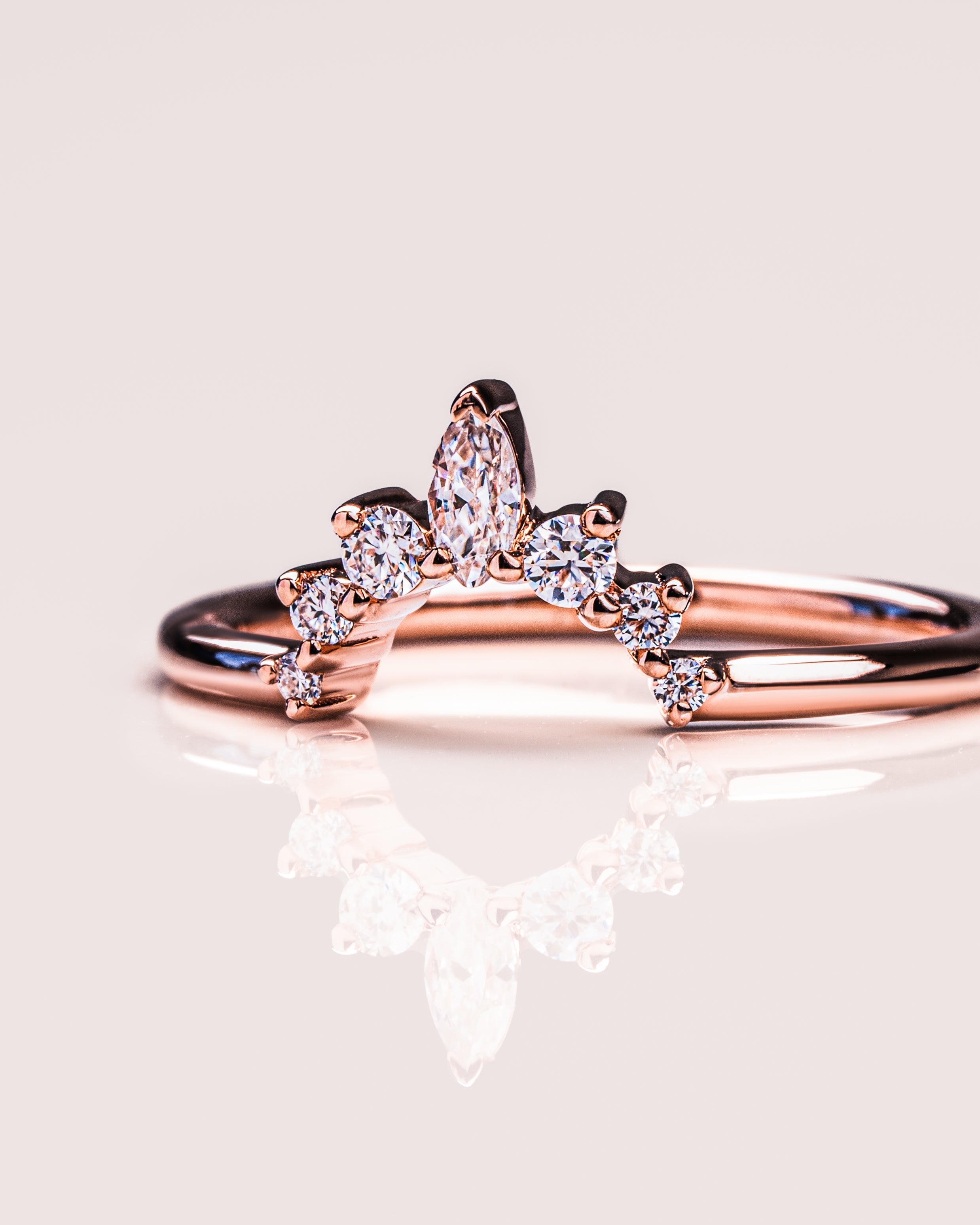 0.14 TCW Marquise & Round CVD Diamond Curved Wedding Band - Camila Brown
