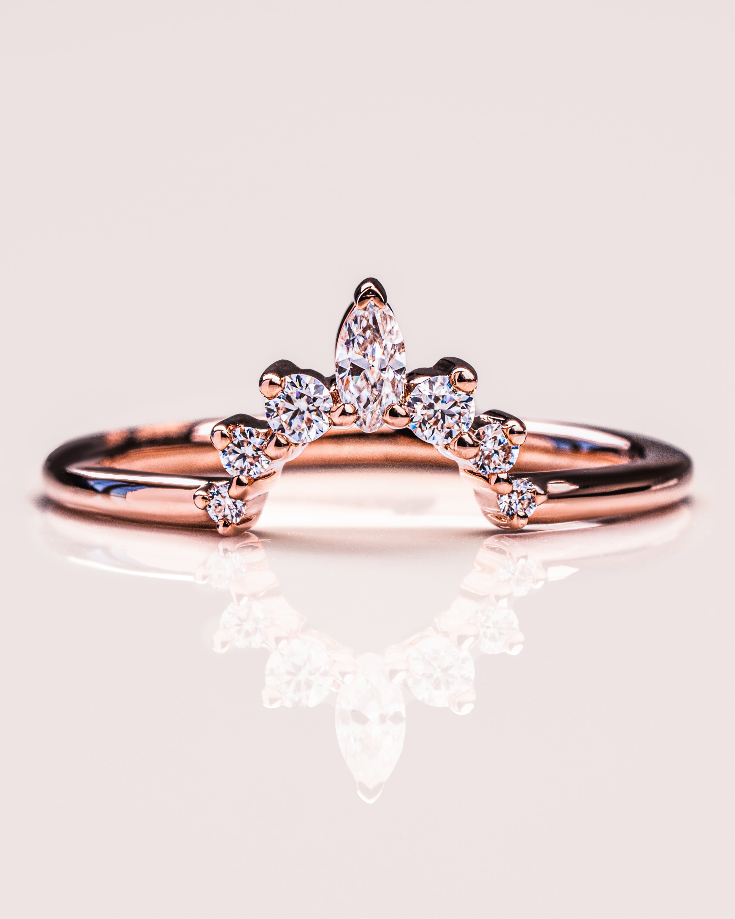 0.14 TCW Marquise & Round CVD Diamond Curved Wedding Band - Camila Brown