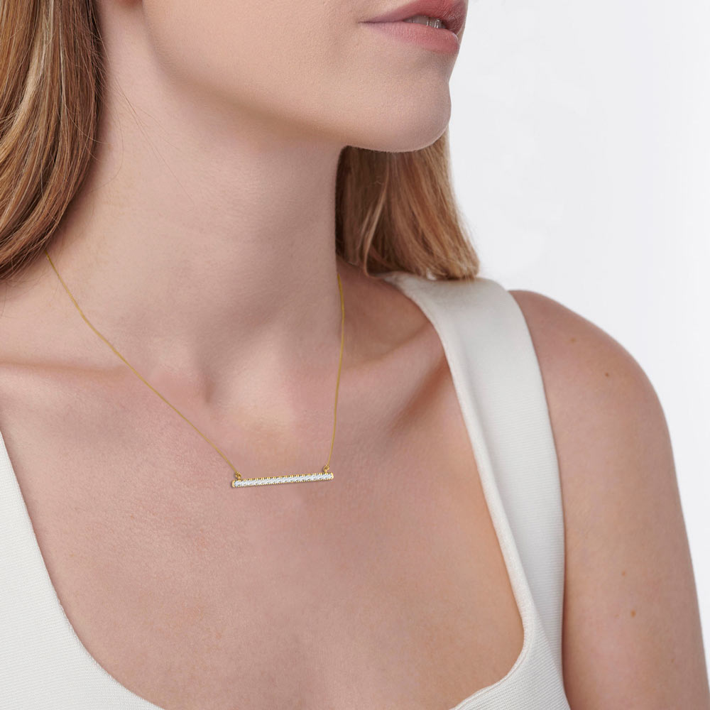0.20 TCW Round Moissanite Diamond Bar Style Necklace - Camila Brown