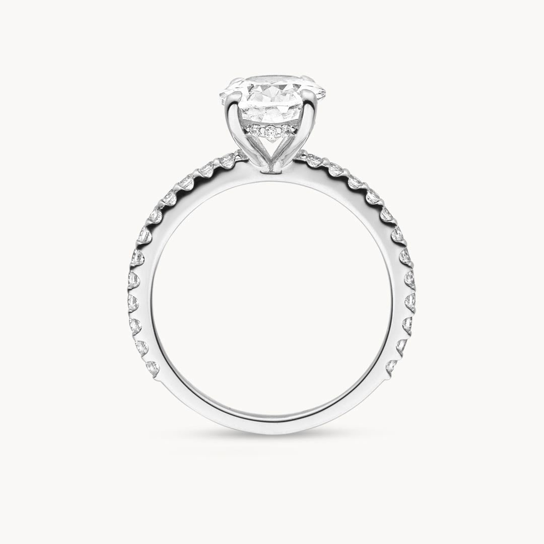 1.50 - 3.50 CT Oval Cut F/VS1 CVD Diamond Pave Setting Engagement Ring - Camila Brown