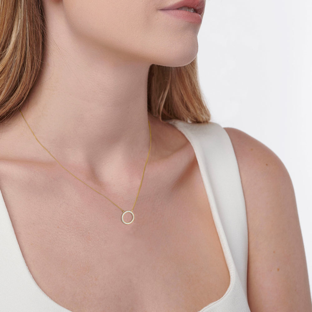 0.23 TCW Round Moissanite Diamond Circle Pendant Necklace - Camila Brown
