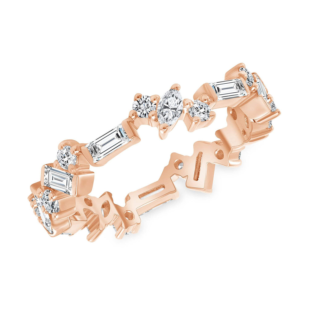 0.55 TCW Round, Baguette & Marquise CVD Diamond Cluster Wedding Band - Camila Brown