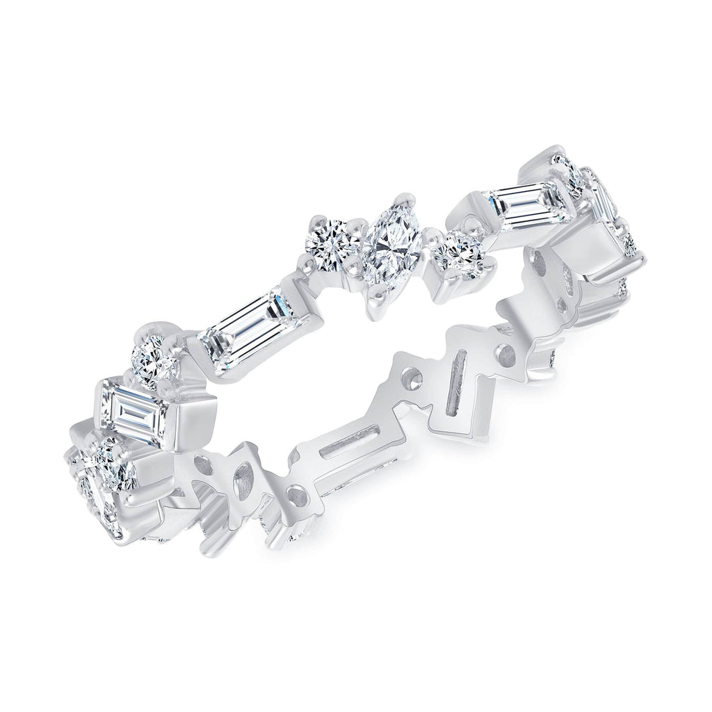 0.55 TCW Round, Baguette & Marquise CVD Diamond Cluster Wedding Band - Camila Brown