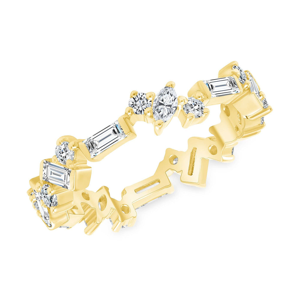 0.55 TCW Round, Baguette & Marquise CVD Diamond Cluster Wedding Band - Camila Brown