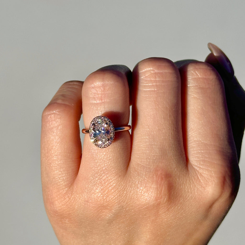 1.25 CT Oval F/VS2CVD Diamond Halo Engagement Ring - Camila Brown