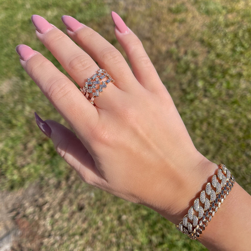 0.55 TCW Round, Baguette & Marquise CVD Diamond Cluster Wedding Band - Camila Brown