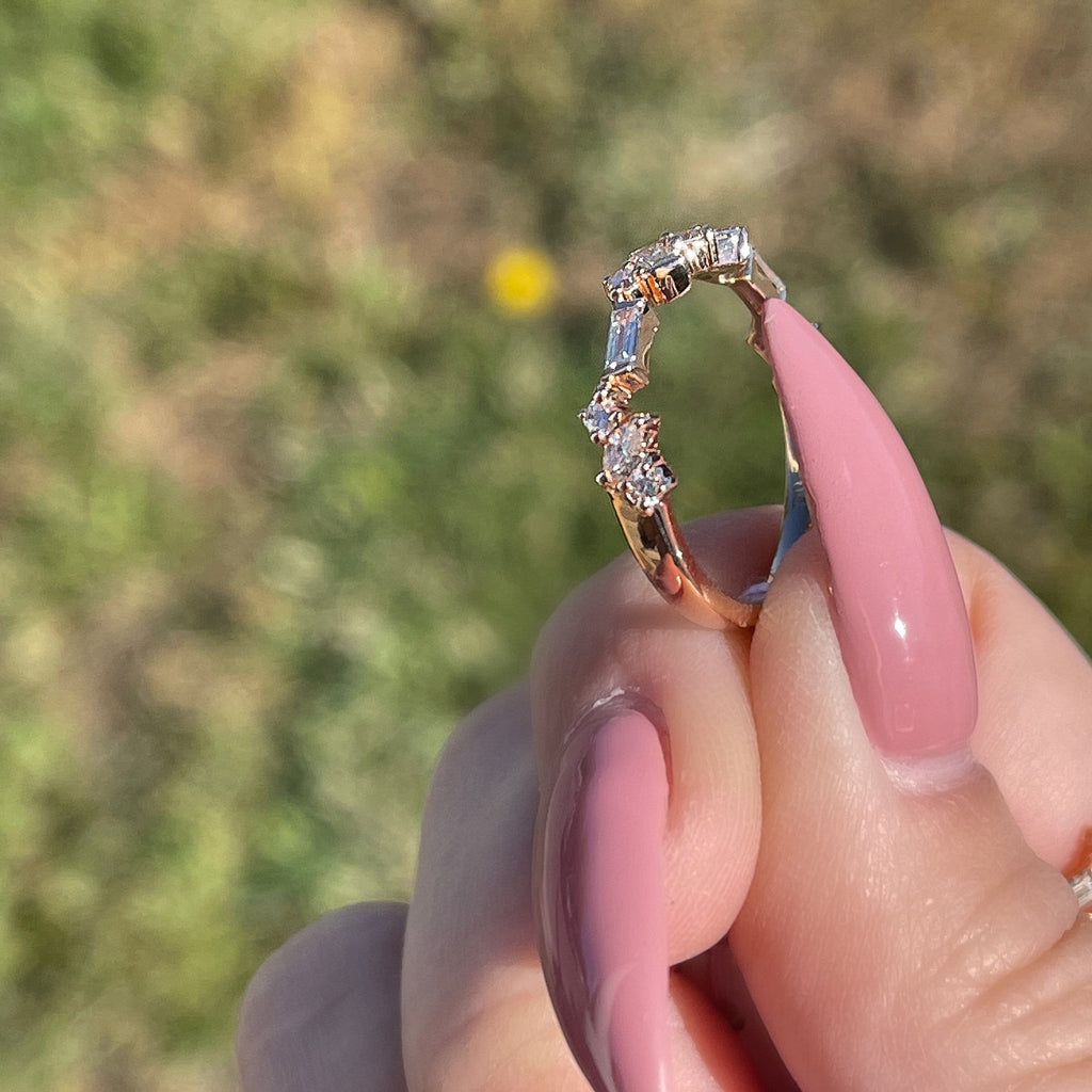 0.55 TCW Round, Baguette & Marquise CVD Diamond Cluster Wedding Band - Camila Brown