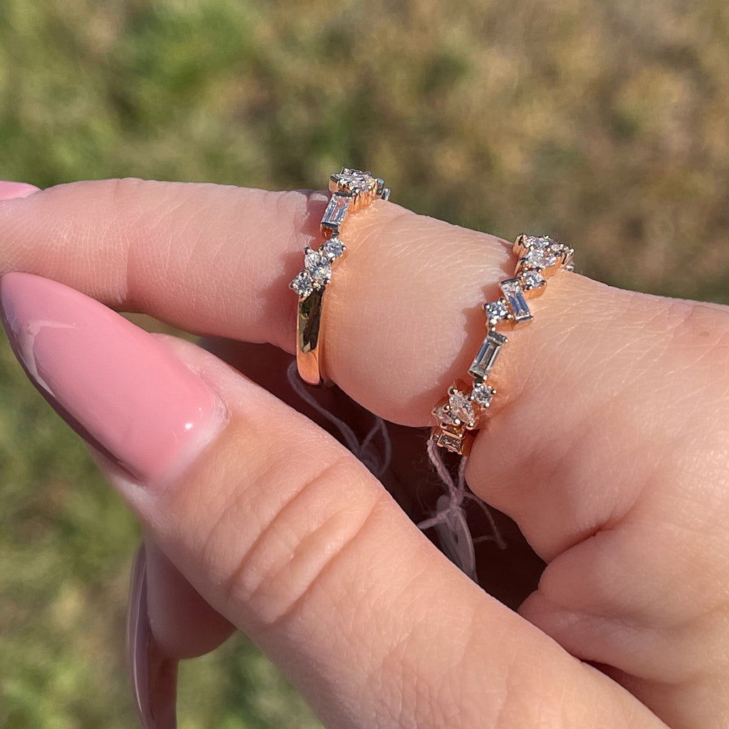 0.55 TCW Round, Baguette & Marquise CVD Diamond Cluster Wedding Band - Camila Brown