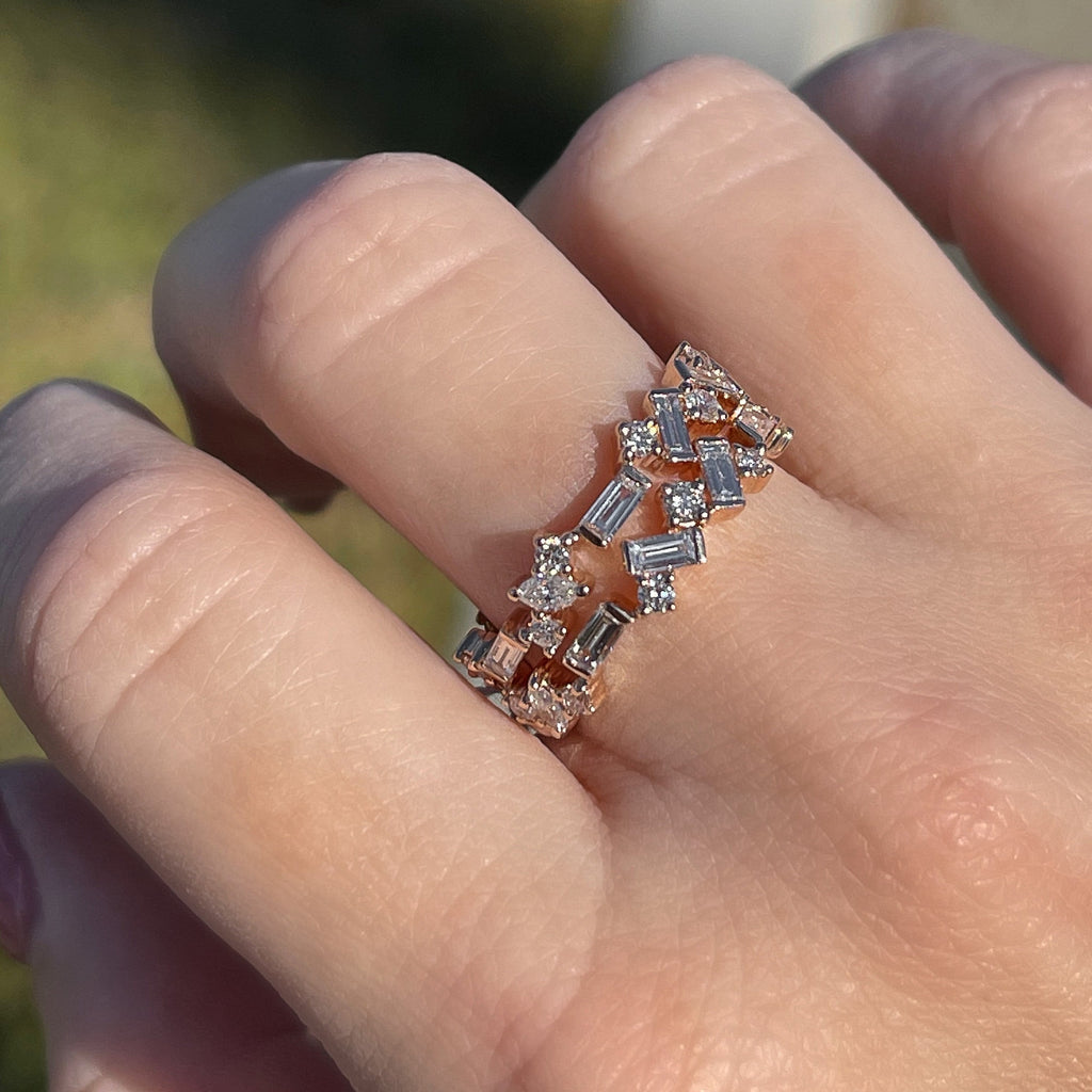 0.55 TCW Round, Baguette & Marquise CVD Diamond Cluster Wedding Band - Camila Brown