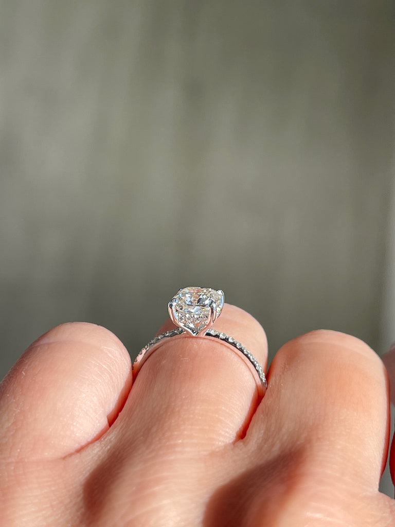 1.50 CT Cushion E/SI1 CVD Diamond Pave Setting Engagement Ring - Camila Brown