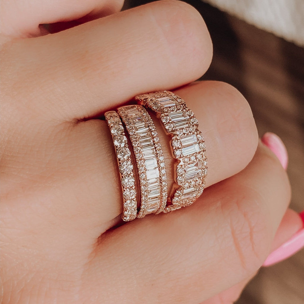 0.80 TCW Baguette & Round CVD Diamond Micro Setting Wedding Band - Camila Brown