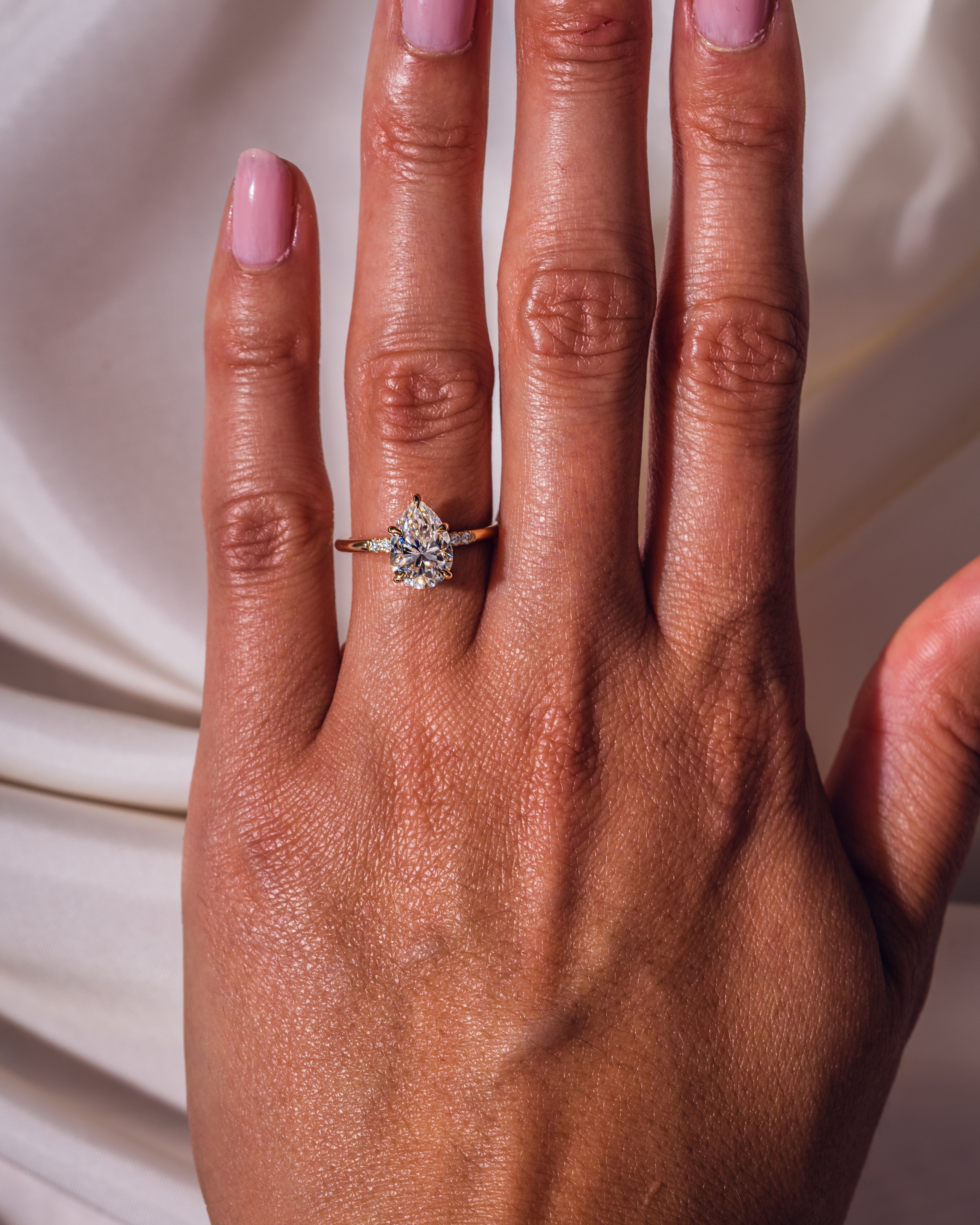 1.93-3.93 CT Pear E/VS2CVD Diamond Hidden Halo Engagement Ring - Camila Brown